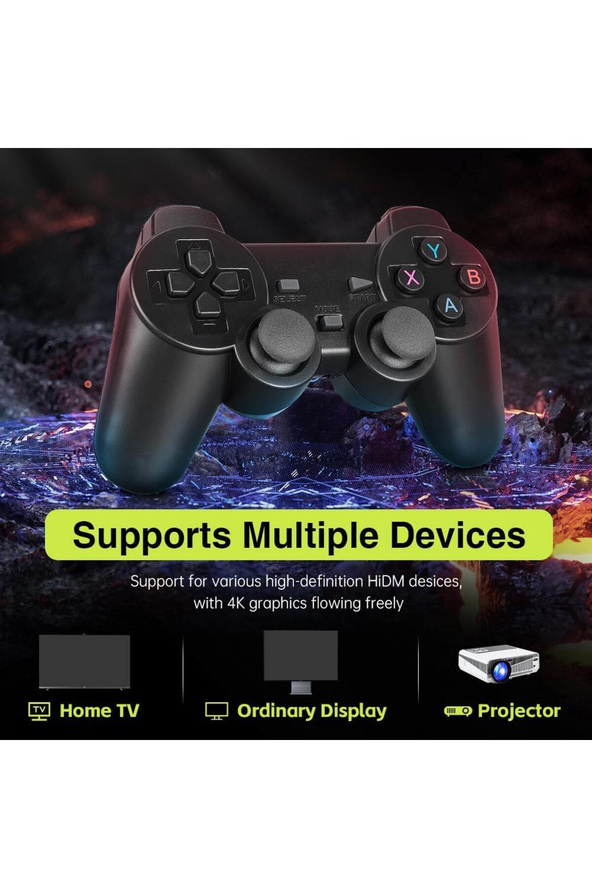 Yelajoy-2.4G Wireless Controller,Plug and Play Video Game,Built in 10000+ Games,4K HDMI Output,64G 4