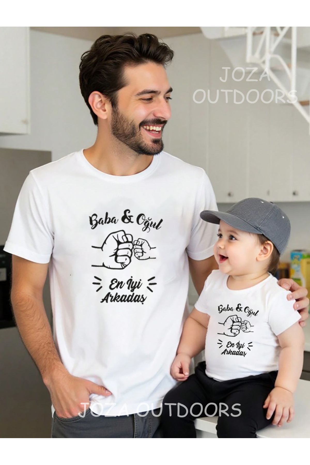 Joza Outdoors Baba & Oğul En İyi Arkadaş Baskılı Oversize Tshirt Baba Çocuk Kombini ( TEK ÜRÜN FİYATIDIR )
