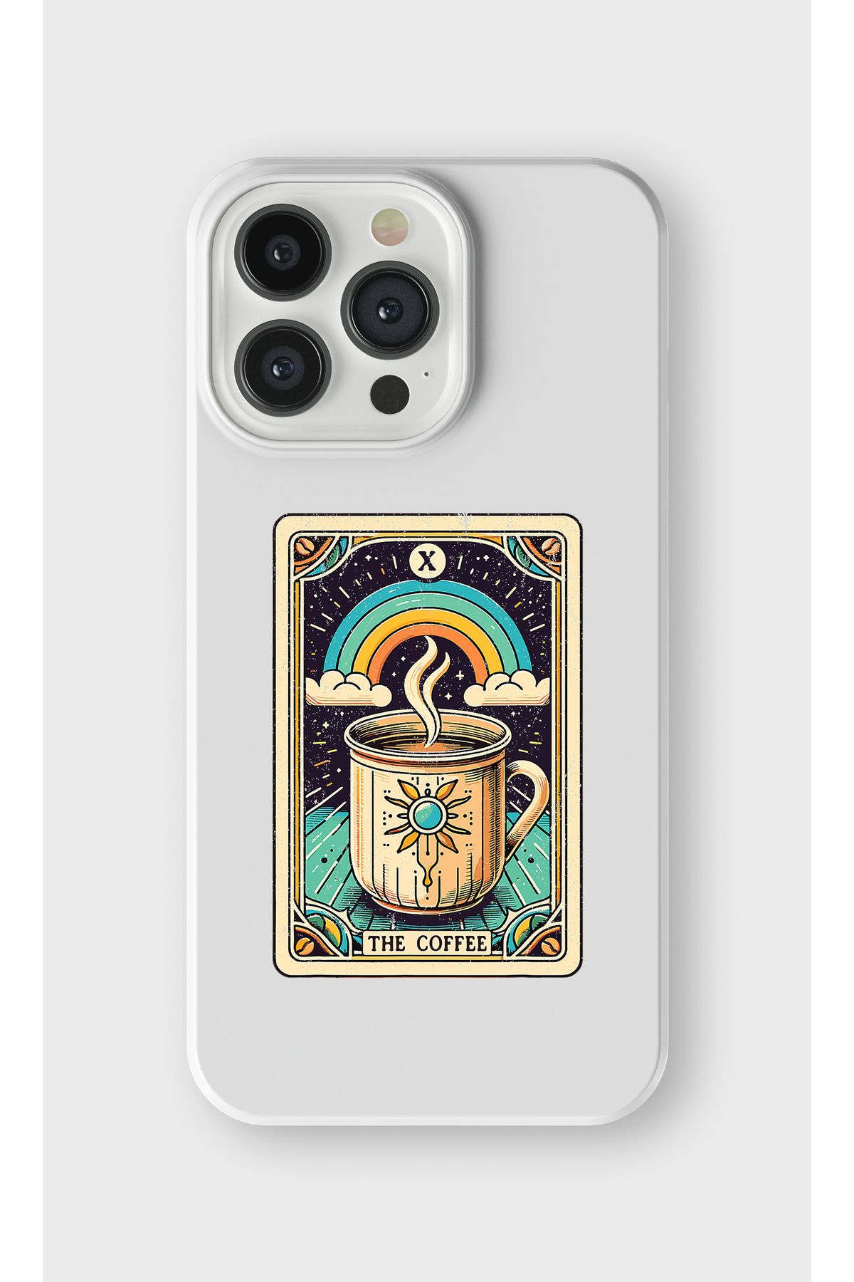 lelia iPhone 16 Pro Max Uyumlu The Coffee Tasarımlı İçi Kadife Lansman Beyaz Silikon Kılıf