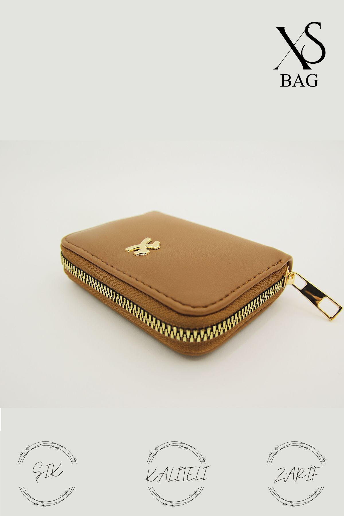 XSBAG KAHVERENGİ KADIN EL CÜZDANI ŞIK VE ZARİF TASARIM 2 BÖLMELİ 8X10 CM