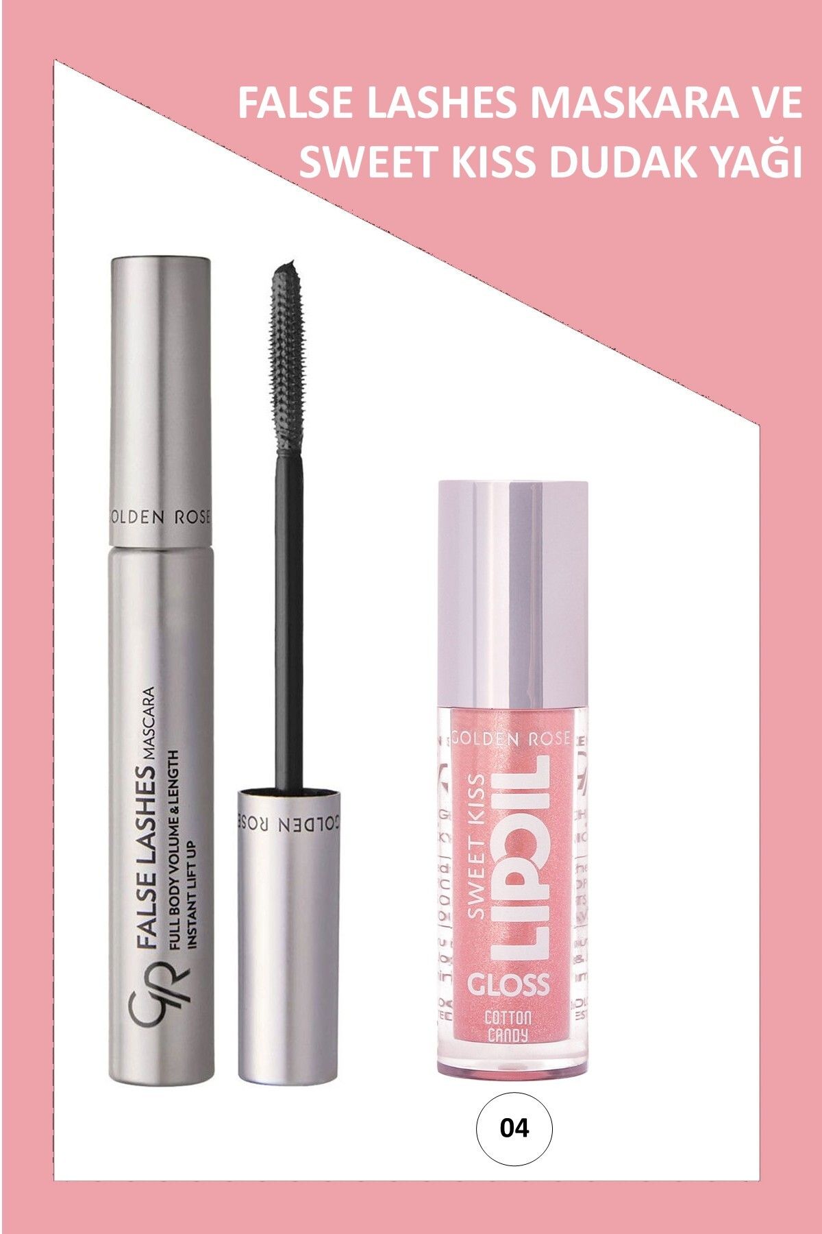 Golden Rose False Lashes Hacim Veren Maskara & Sweet Kiss Meyveli Dudak Parlatıcı Set