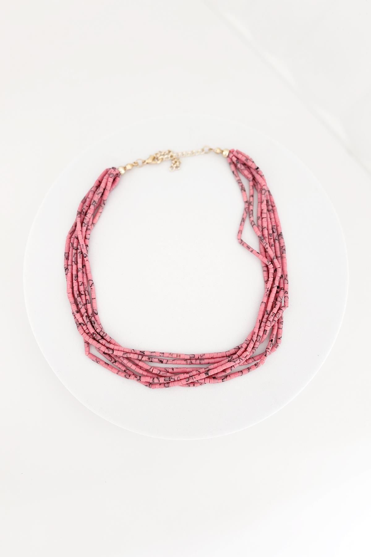 New Obsessions Pembe Afgan Boncuklu Çoklu kadın Kolye