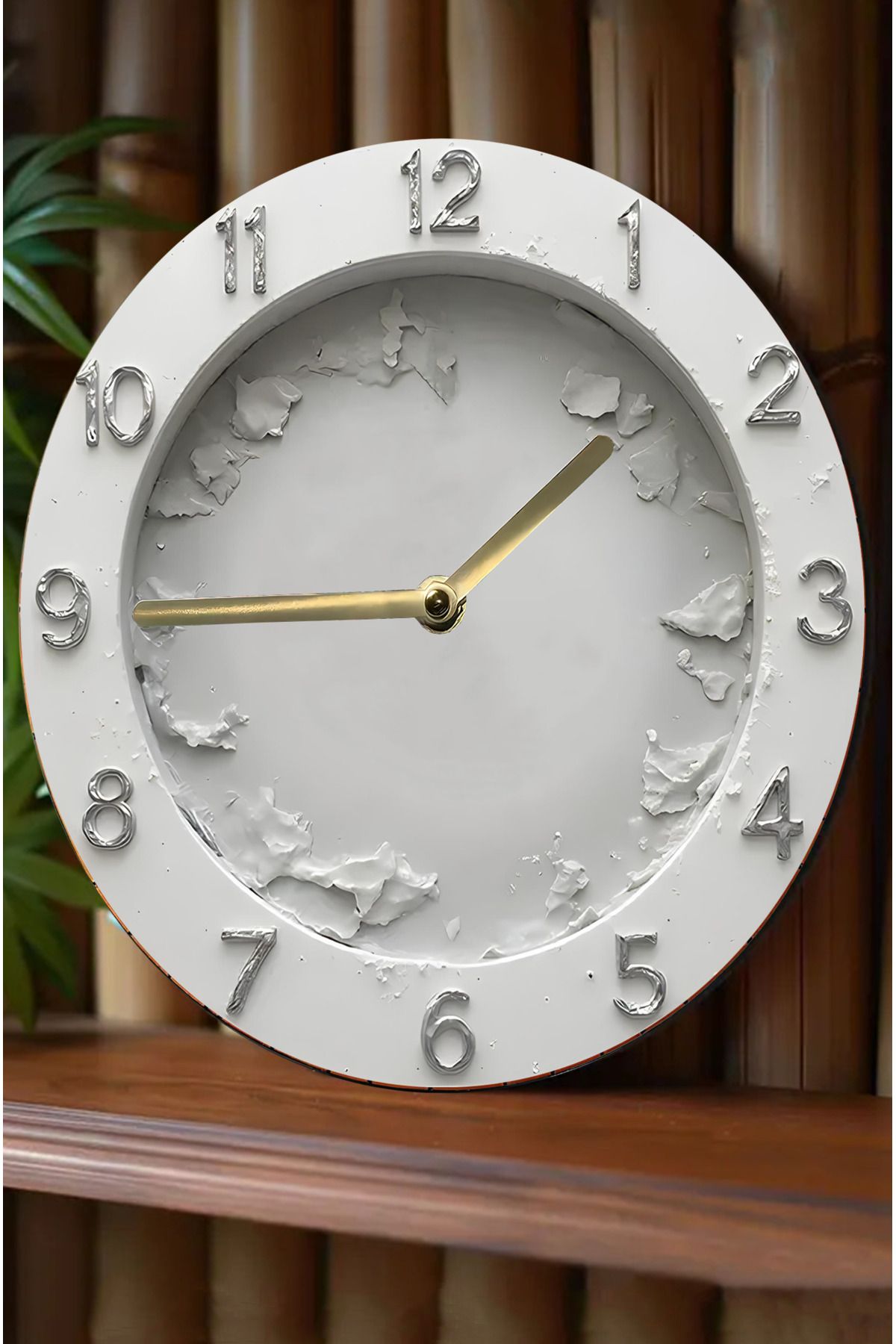 kutuTR 🤍🕰️ PureCraft – Buzlu Doku Tasarımlı Modern MDF Duvar Saati 🕰️❄️ sdw264
