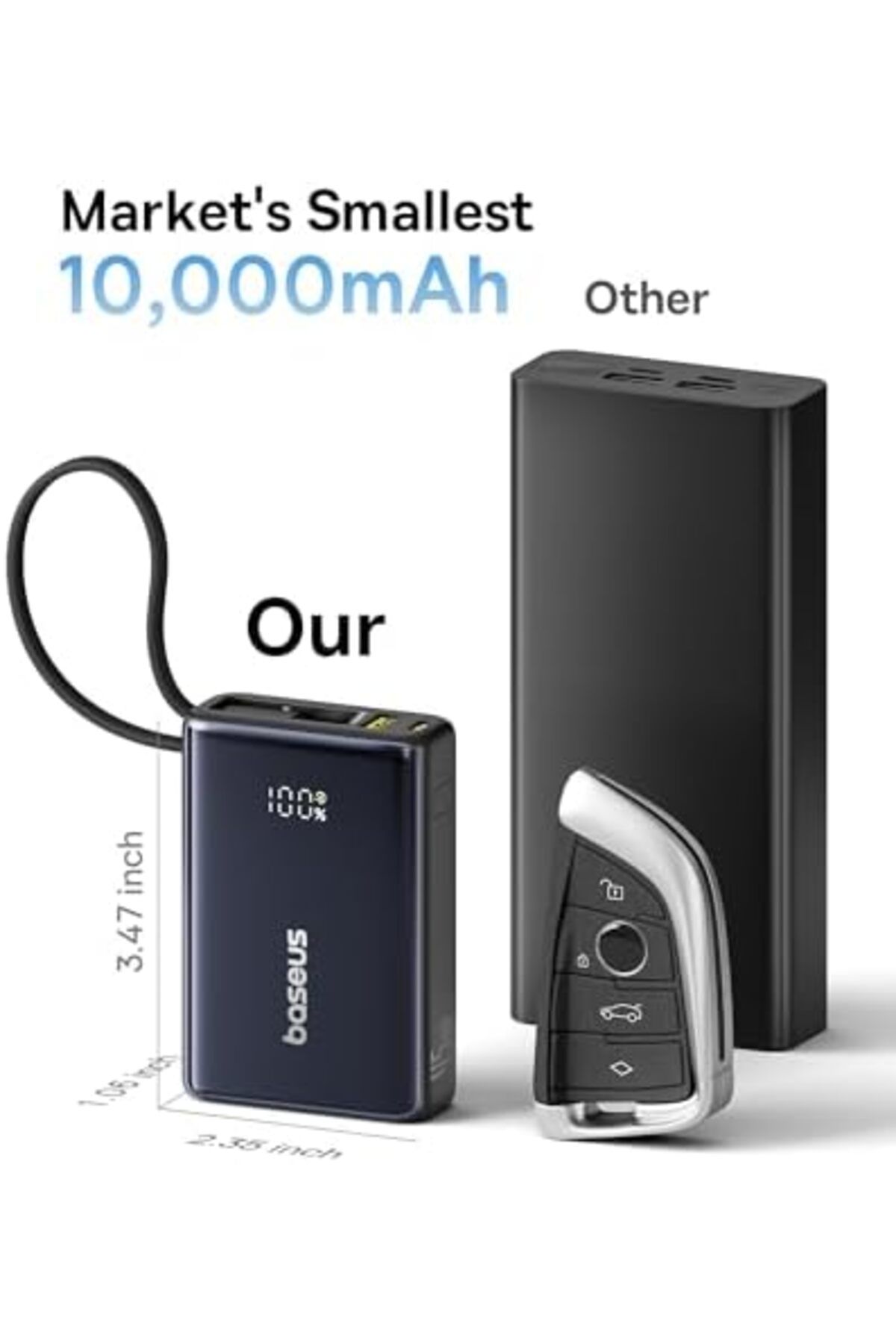 Baseus-10,000mAh Fast Charging Power Bank, 45W USB-C Cable, LED Display, 45W PD, 22.5W QC 3.0, for i 6