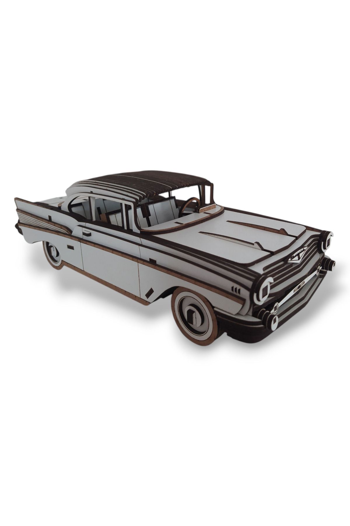 Home Ahşap Dekoratif nostaljik -170 parça- 3d puzzle -beyaz renk- chevrolet bel air araba maketi