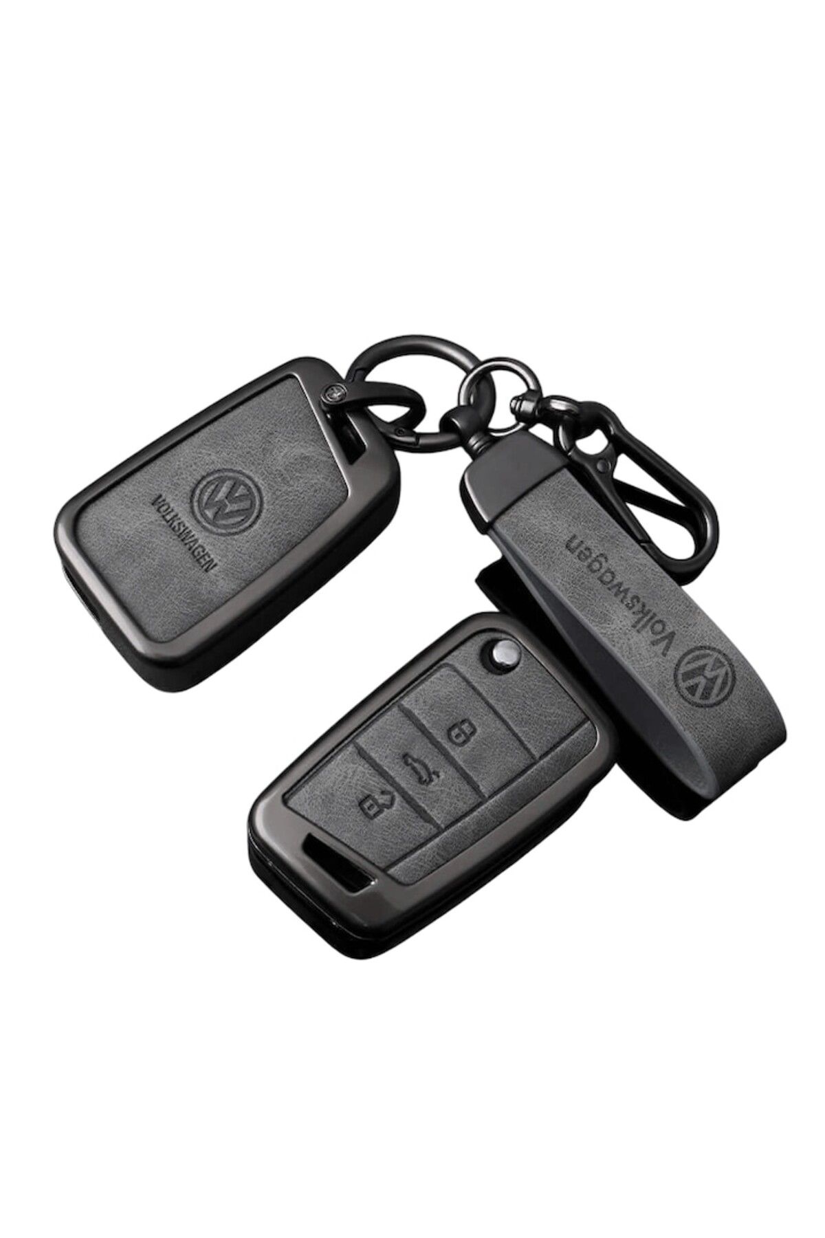 Xentech Light-Car Key Case and Keychain Set compatible with VW Volkswagen Golf 7 MK7 Tiguan MK2 T-roc T-cross 2