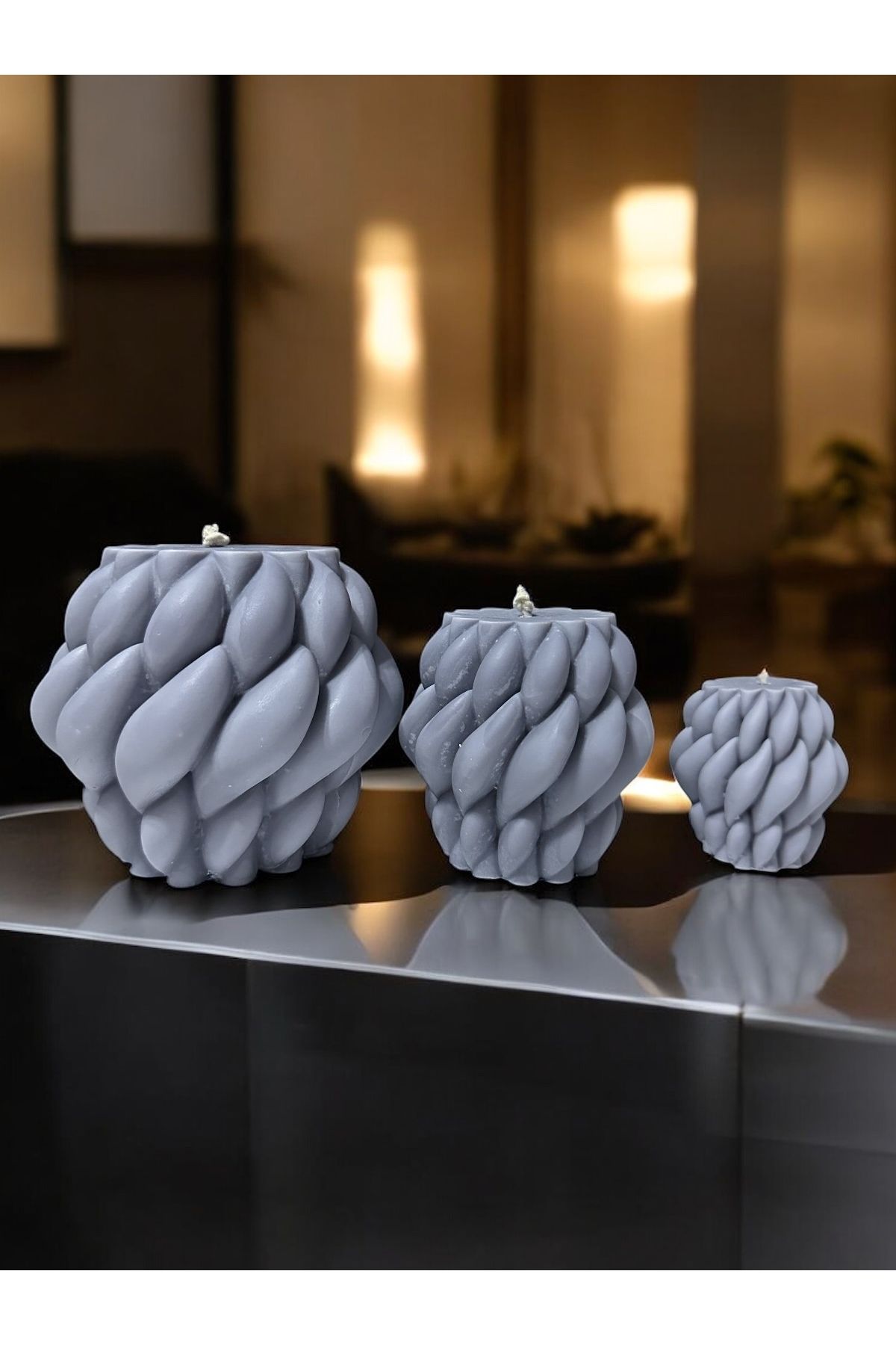 Home 3’lü Yağmur Damlası Model Mum Seti, Kokulu Mum, Modern Tasarım