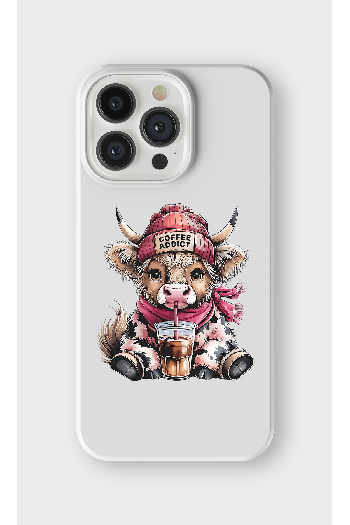 lelia iPhone 13 Pro Max Uyumlu Sevimli İnek Tasarımlı İçi Kadife Lansman Beyaz Silikon Kılıf