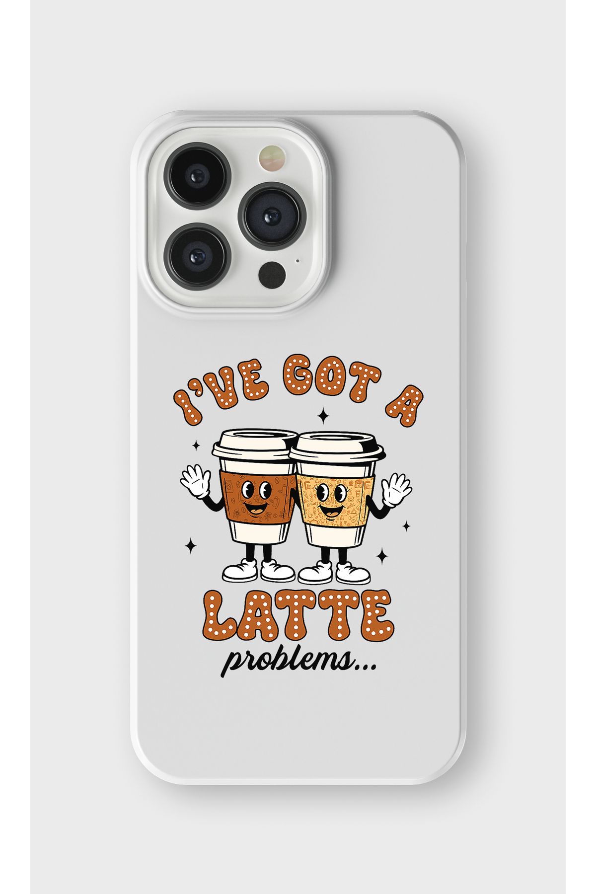 lelia iPhone 13 Pro Max Uyumlu Latte Tasarımlı İçi Kadife Lansman Beyaz Silikon Kılıf