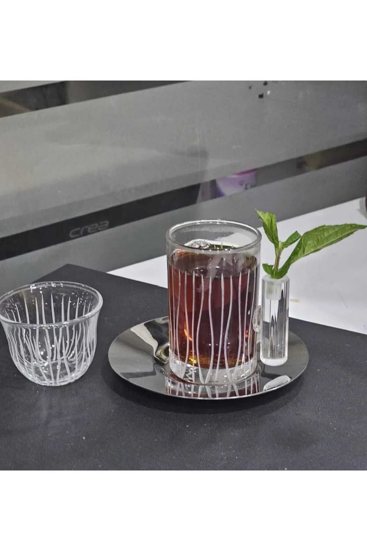 Niyara home 18 PARÇA ÇAY BARDAK MIRRA KAHVE YANI METAL TABAK