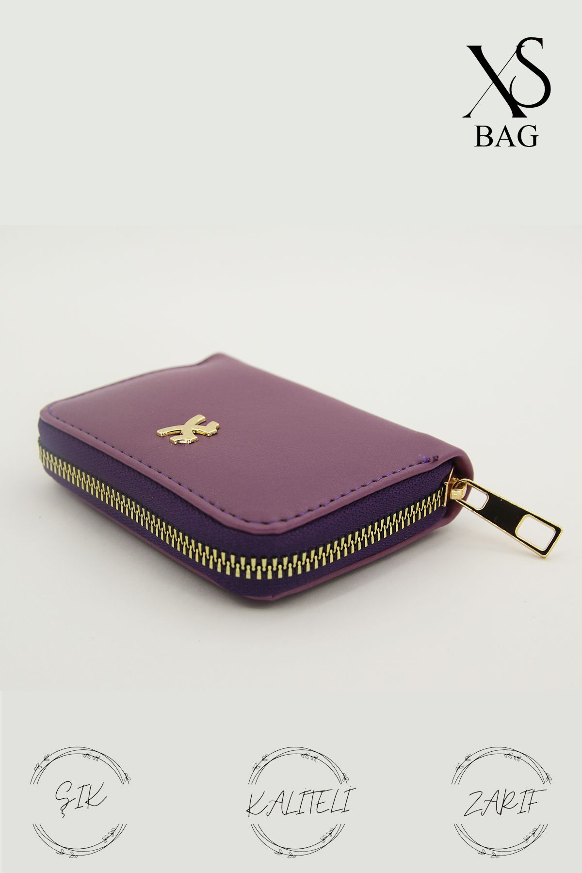 XSBAG MOR KADIN EL CÜZDANI ŞIK VE ZARİF TASARIM 2 BÖLMELİ 8X10 CM