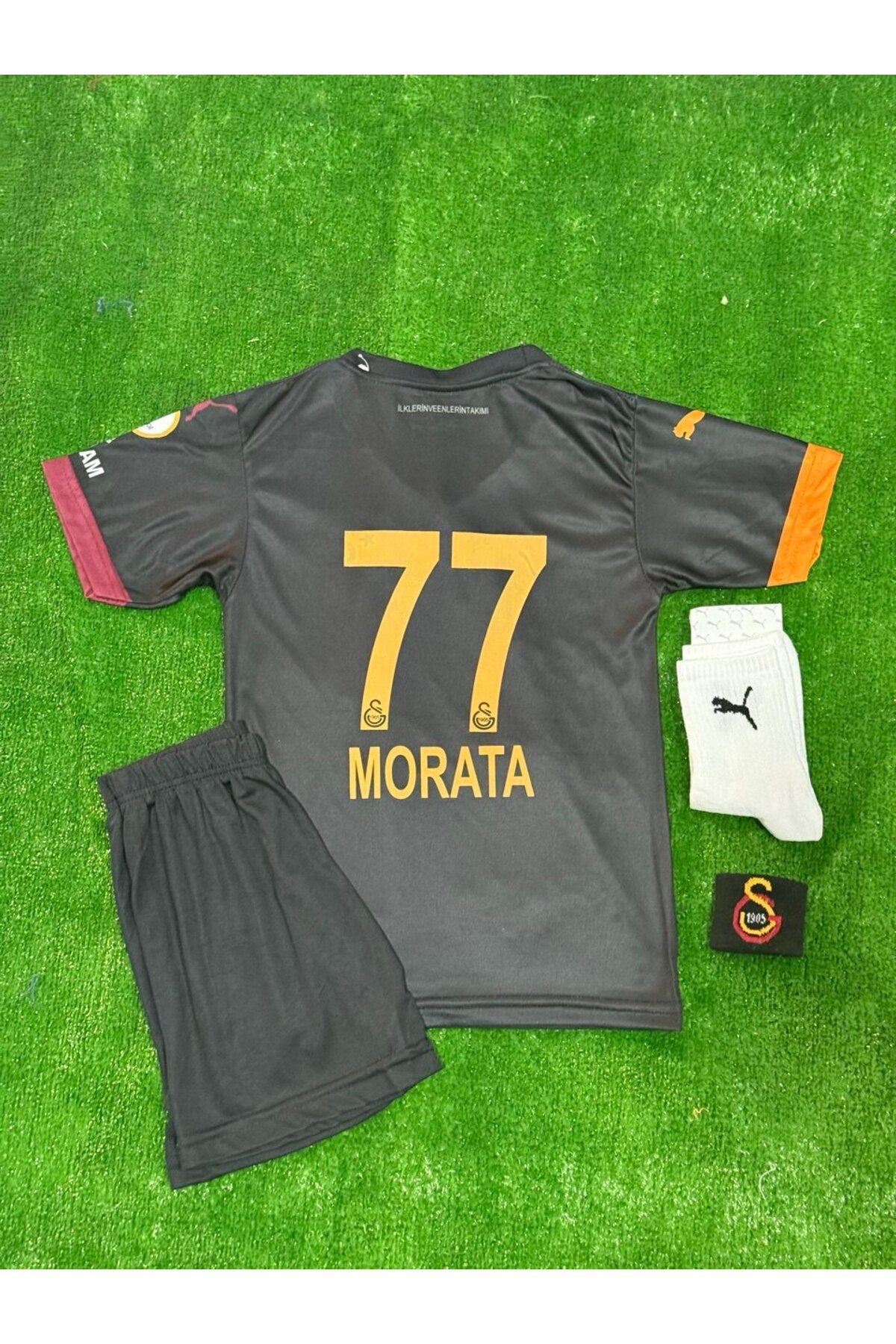 Alaturka Mix 5-YILDIZLI Galatâsarây. / Alvaro Morata / 2025 Special Siyah Yeni Sezon Çocuk Forması 4'Lü Set