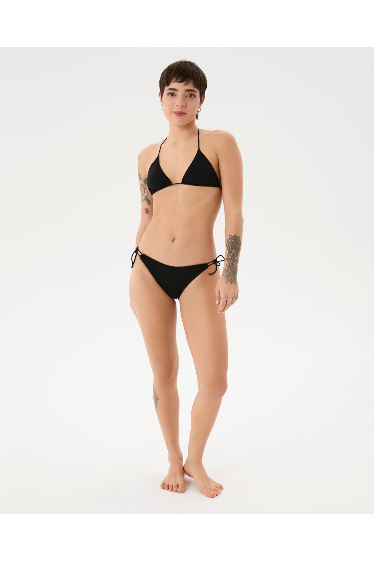 Ayma Active-Black Drawstring Triangle Bikini Bottom 7