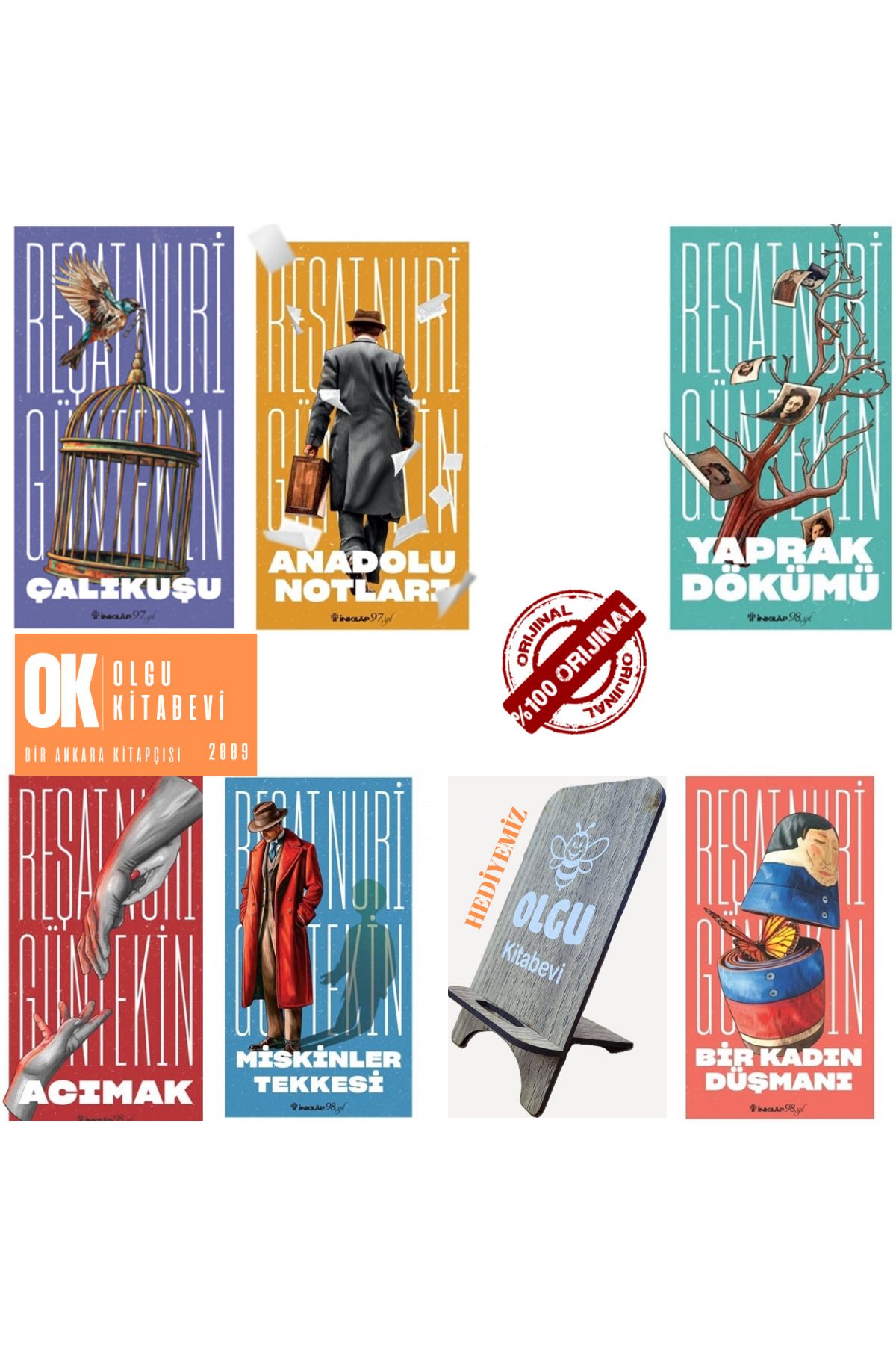 İnkılap Kitabevi Yaprak Dökümü - Acımak - Çalıkuşu - Bir Kadın Düşmanı - Anadolu Notları - Miskinler Tekkesi /6 kitap
