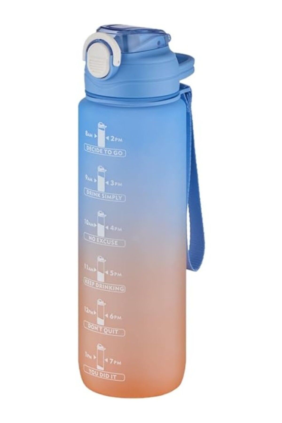 ShopZum Vagonlife 1 Liitre Pipetli Çift Renk Motivasyon Su Matarası -Sticker Hediyeli