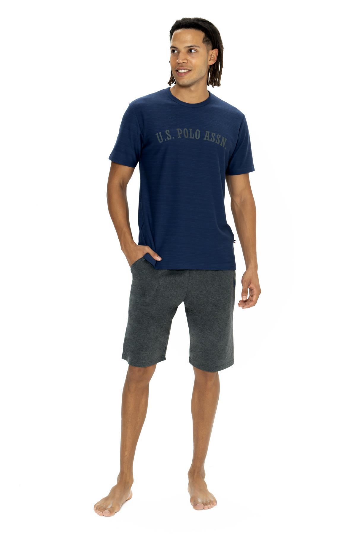 یو اس پولو ست تی‌شرت و شلوارک آستین کوتاه مردانه یو اس پولو با چاپ لوگو
