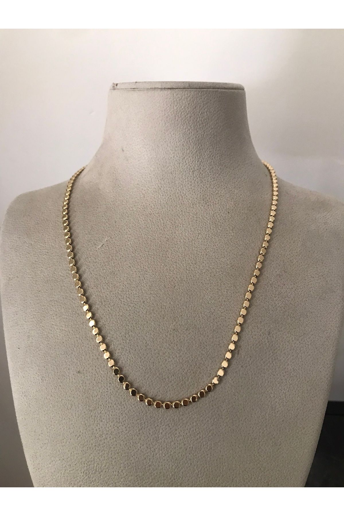 shop PASLANMAZ ÇELİK EZME MODEL KARARMAZ PARLAK GOLD (SARI) PARLAK KISA KOLYE