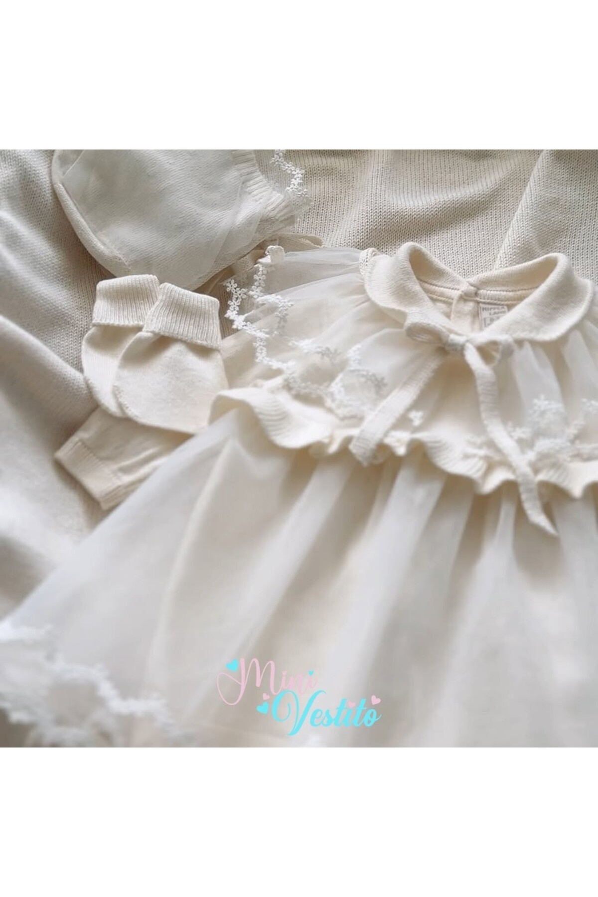 MiniVestito Angela İnci Zarafeti Dantel Detaylı Kız Bebek Mevlüt Takımı fotoğrafı 7 (önizleme)