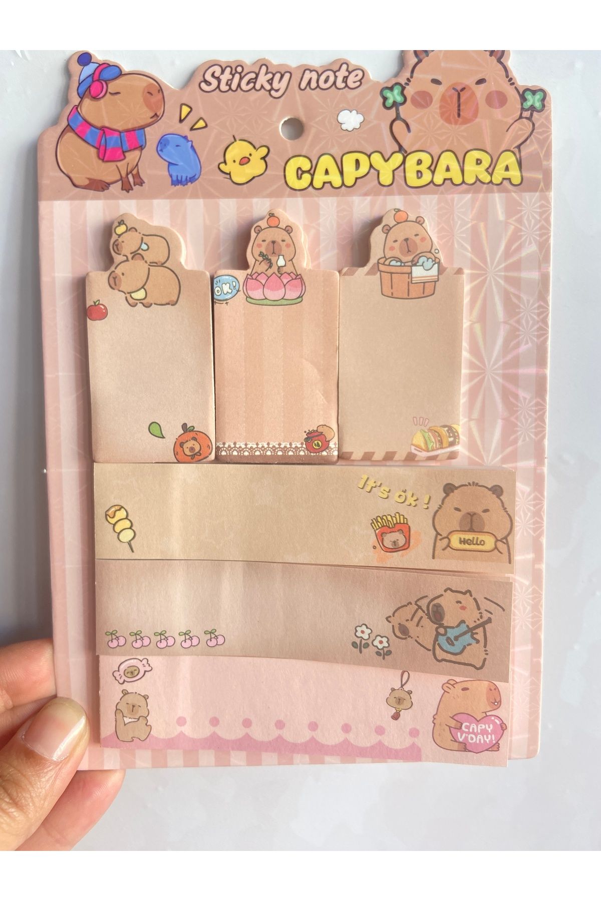 synshop Capybara Kapibara Figür Postit Yapışkanlı Not Kağıt Etiket Seti