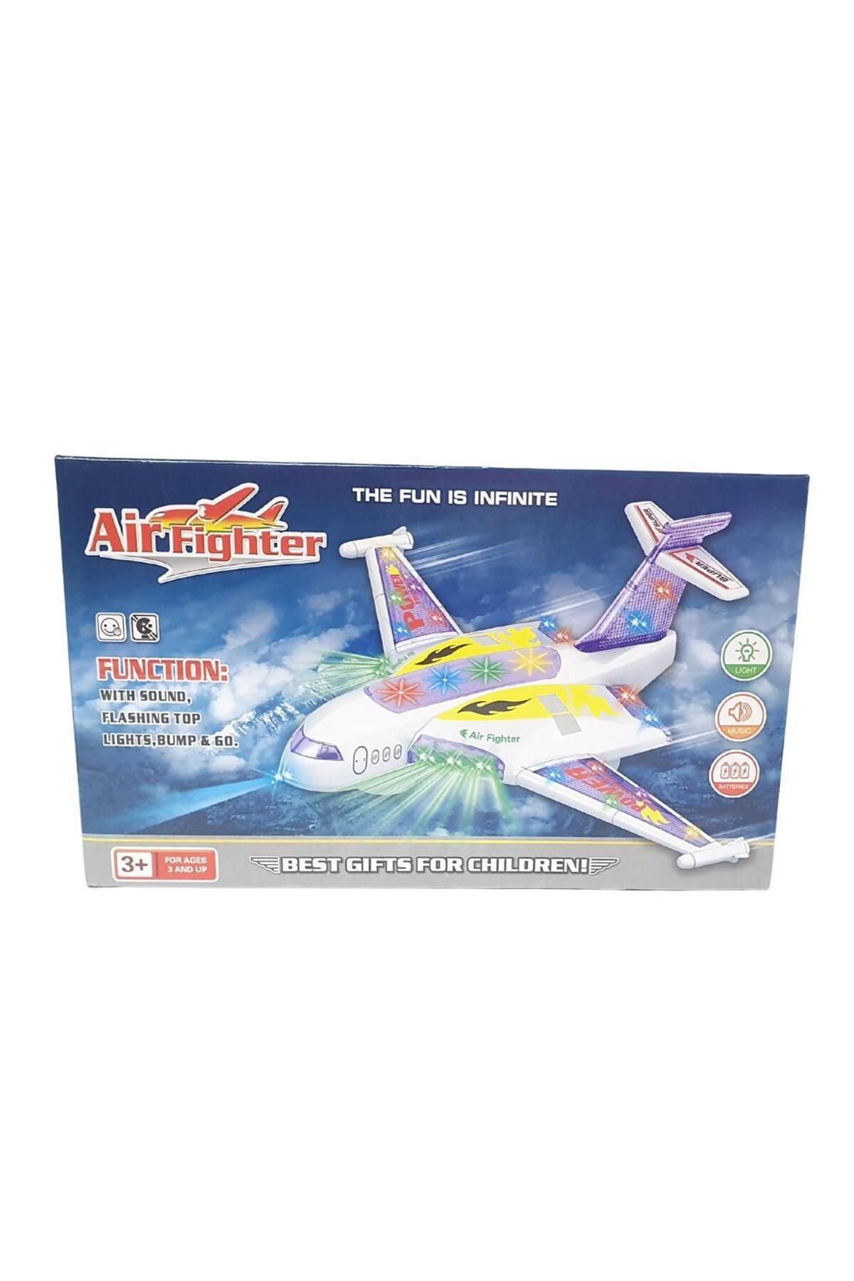 melfxxl eticaret Yerde Gezen Işıklı Sesli Çarp Dön Uçak 37x27 Cm - A836 (Lisinya)