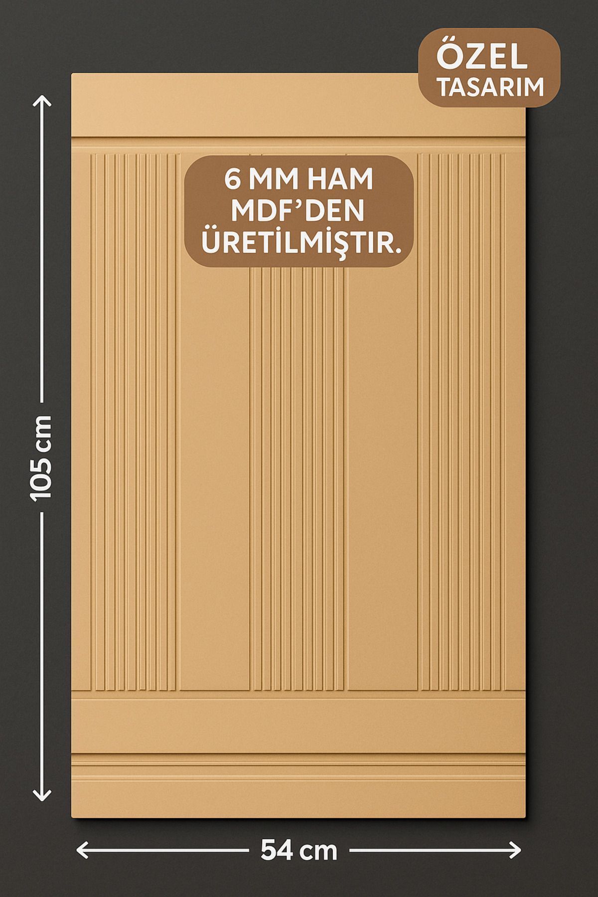 USF Dekoratif Duvar Paneli Boyanabilir Ahşap Duvar Paneli Dekoratif Panel 6 Mm Kalınlık (54X103)