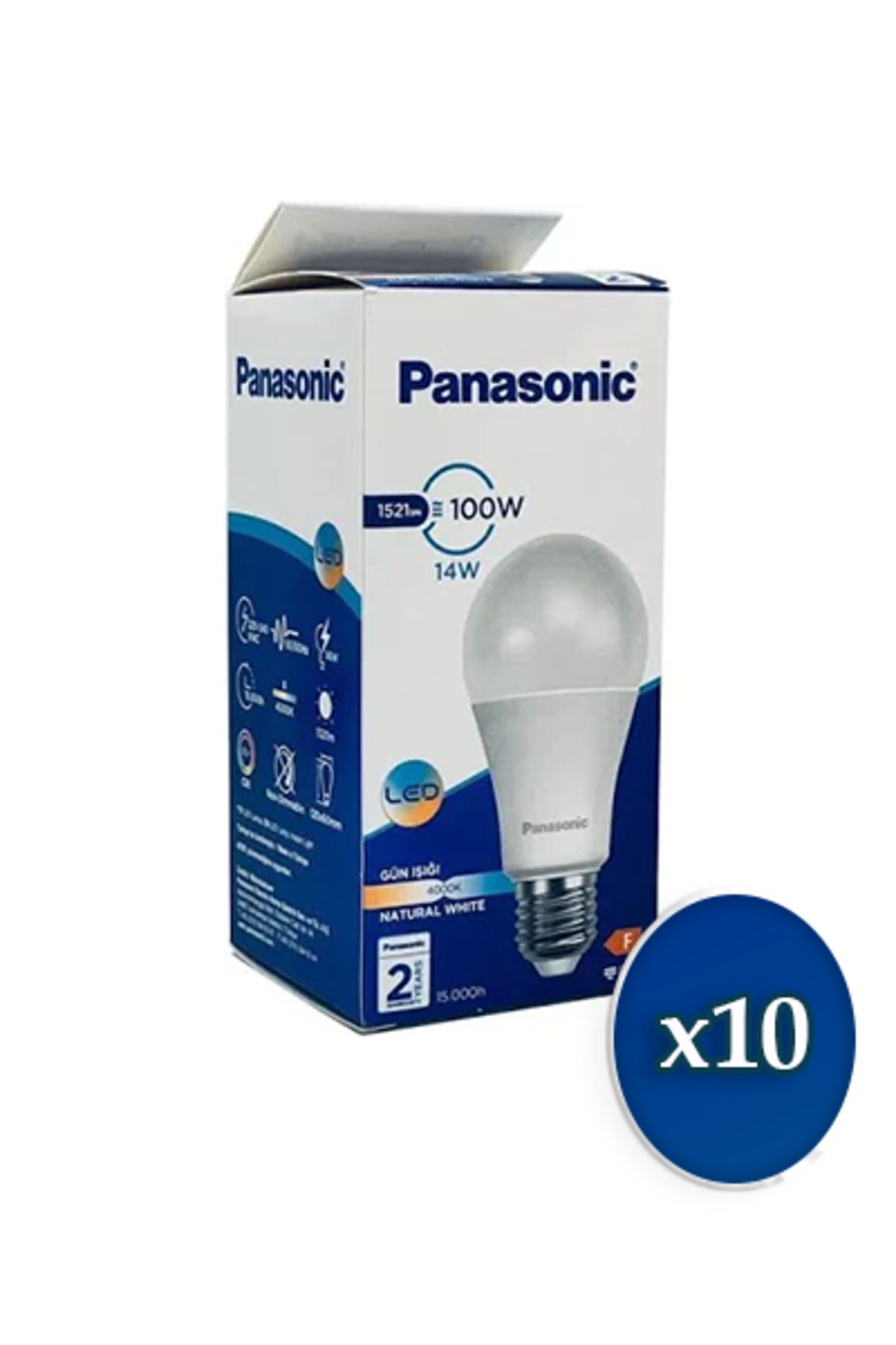 PANASONIC LDACH14DG1R7 E27 LED Ampul 14W 1500 Lümen 6500K Beyaz Işık (10 ADET)
