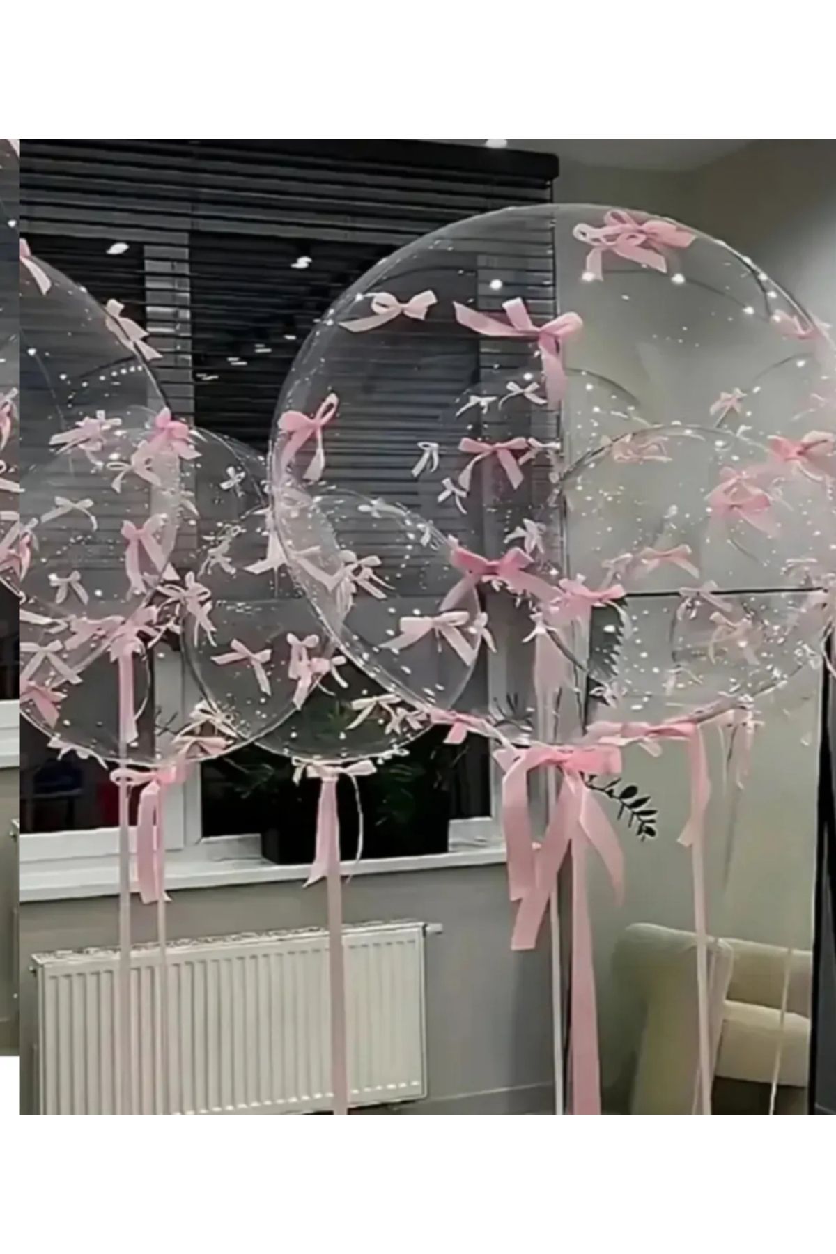 Çemrek Süs Parti Pembe Fiyonklu Şeffaf Bobo Balon 2 Adet 24 inç