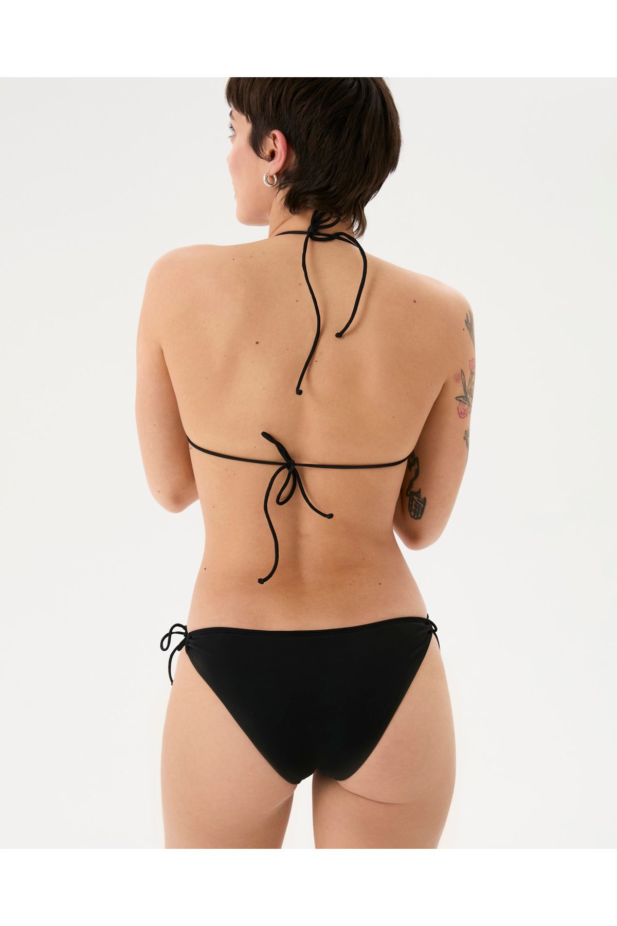 Ayma Active-Black Drawstring Triangle Bikini Bottom 6
