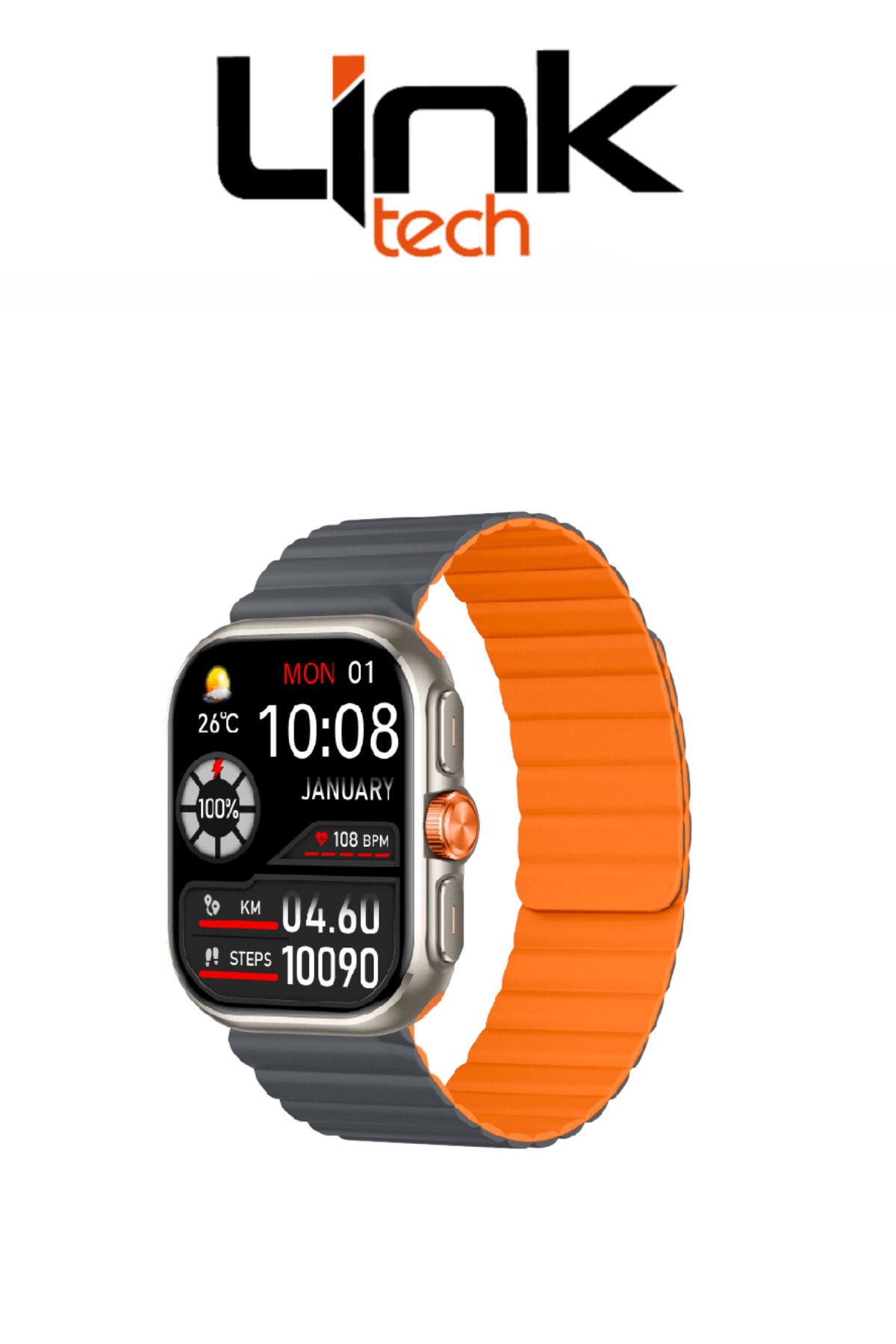 Linktech S105 Premium LT Watch 49mm Süper Amoled IP68 Suya Dayanıklı Akıllı Saat (KVK TÜRKİYE GARANTİLİ)