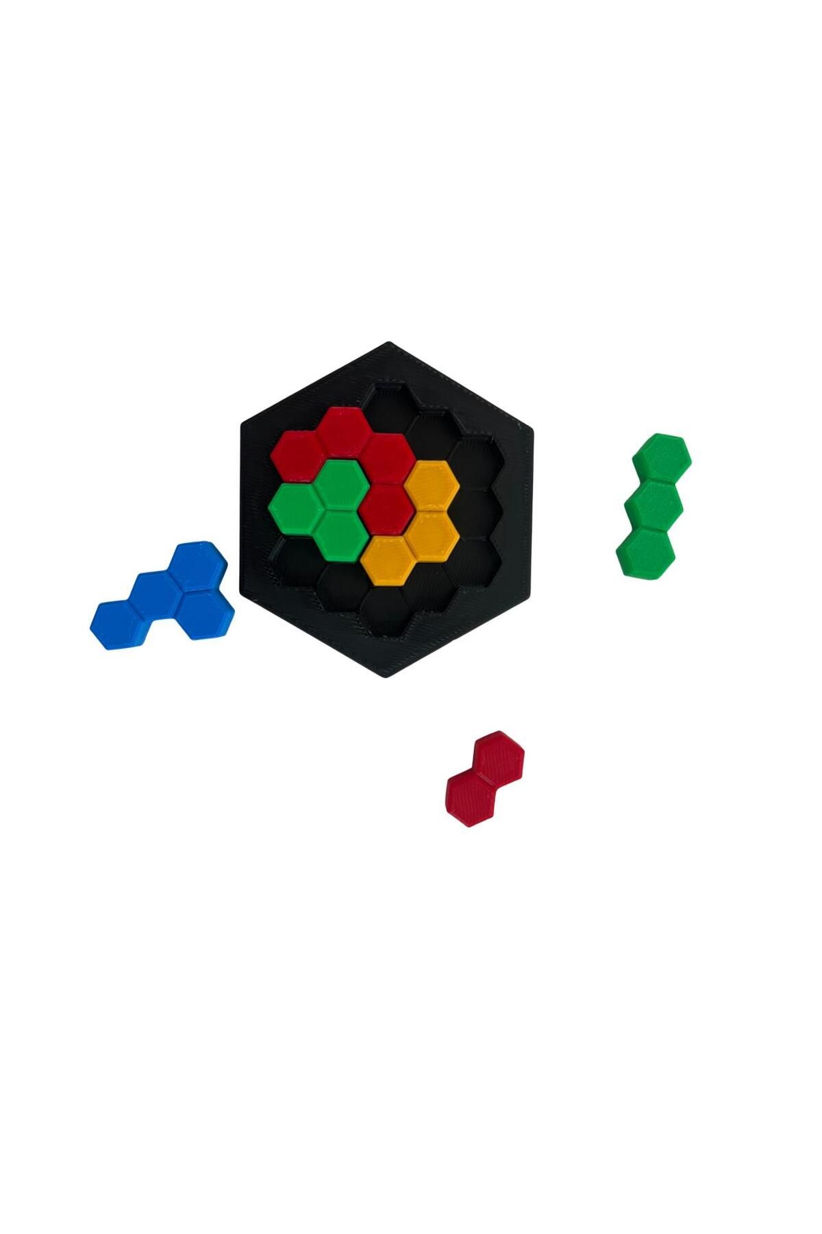 OEMPLUS Mini 3x3 Petek Zeka Bulmacası – Renkli El Yapımı 3D Puzzle Oyunu | Hex Desenli