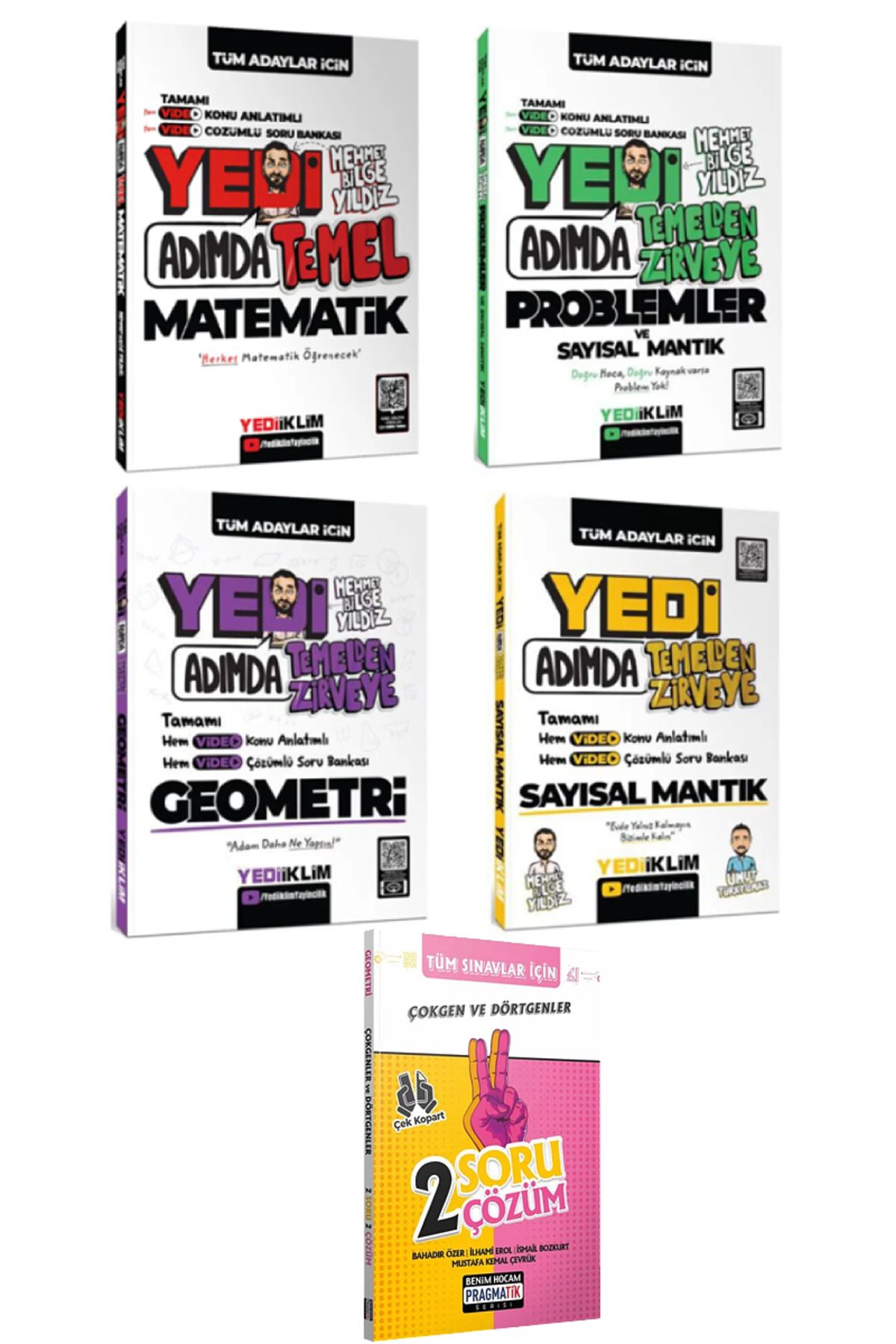 Yediiklim Yayınları Tüm Adaylar için Yedi Adımda Temel Matematik+Problemler+Geometri+Sayısal Mantık Tamamı Video Çözümlü