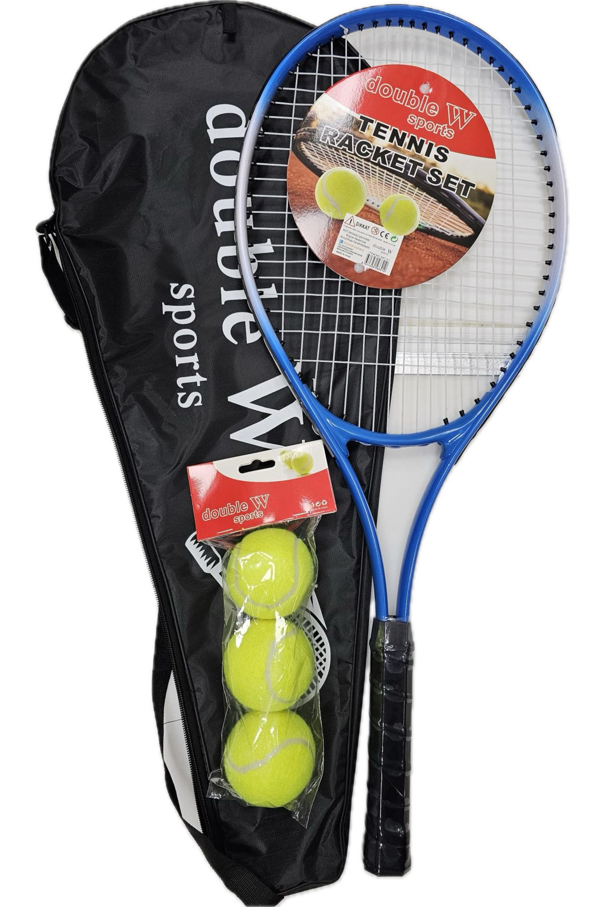 TUMBA'S Yetişkin 27 İnç Tek Parça Üretim 1 adet Kort Maç Tenis Raketi + Deluxe Kort Tenis Çantası + 3 top