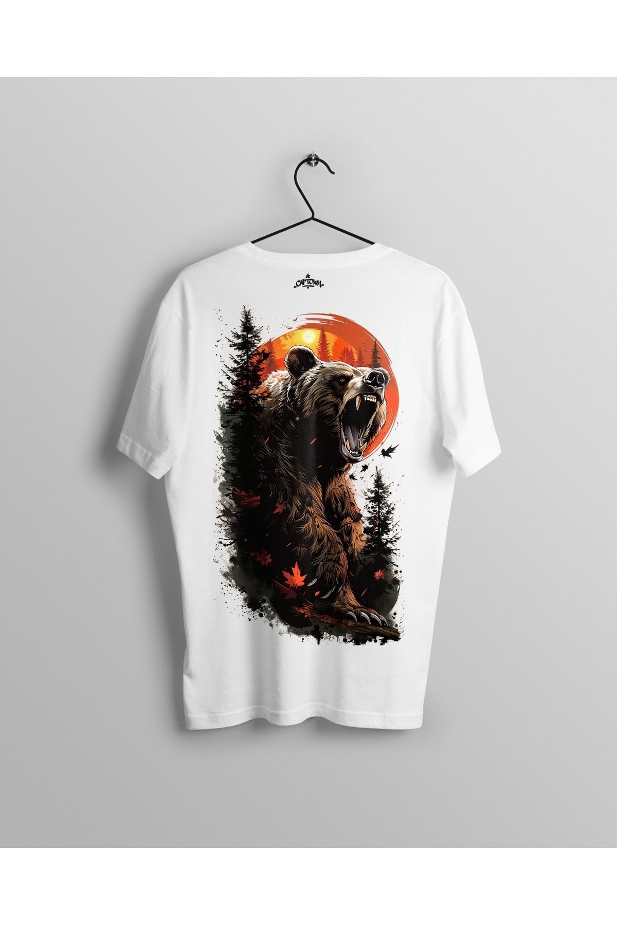 Ct Erkek Oversize Baskılı T-Shirt - Nature & Bear