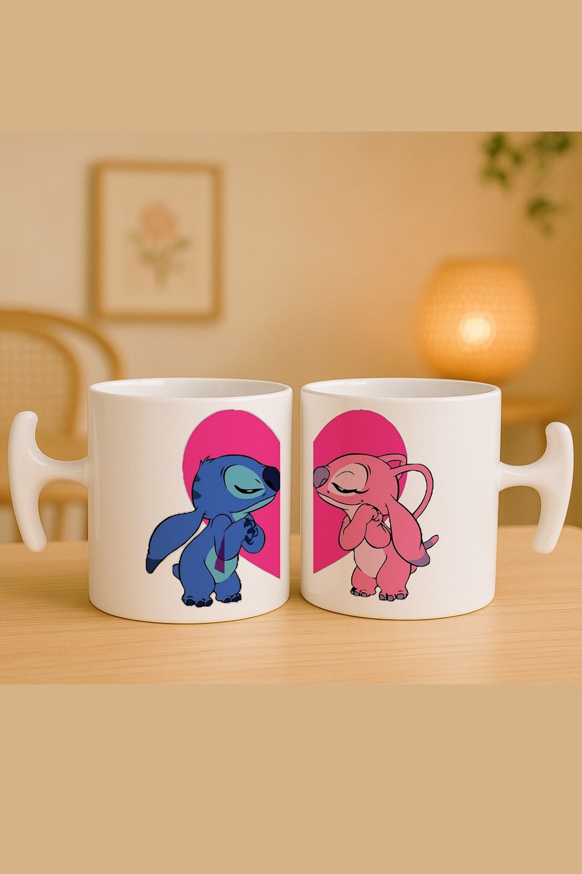 Witchy Co 2'li Stitch ve Angel Kalpli Kupa Bardak, Hammer Kulplu, Hediyelik