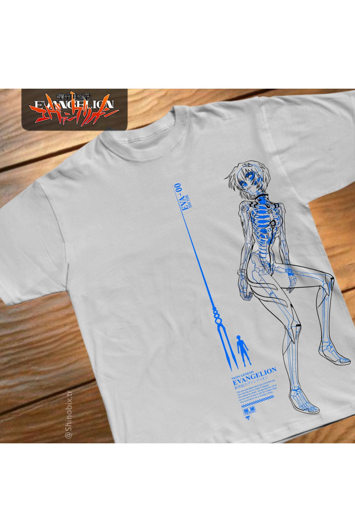 SHINOBIX Evangelion Neon Genesis Anime Rei Ayanami Project Eva Oversize Baskılı T-Shirt