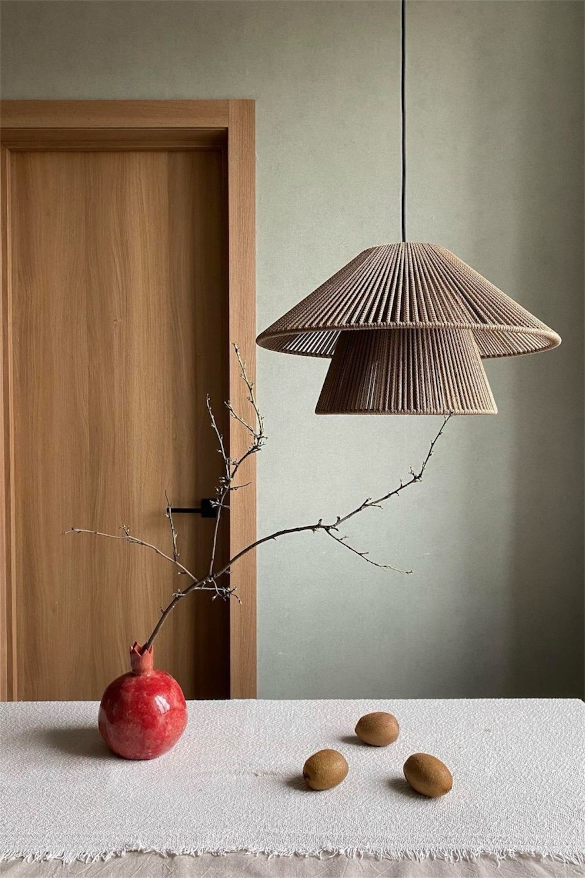 AFRALYAHOME Makrome Avize / Bohem Avize / Rustik Tarz Konik Avize / Rattan Avize/ Salon avize Yatak Odası 40cm