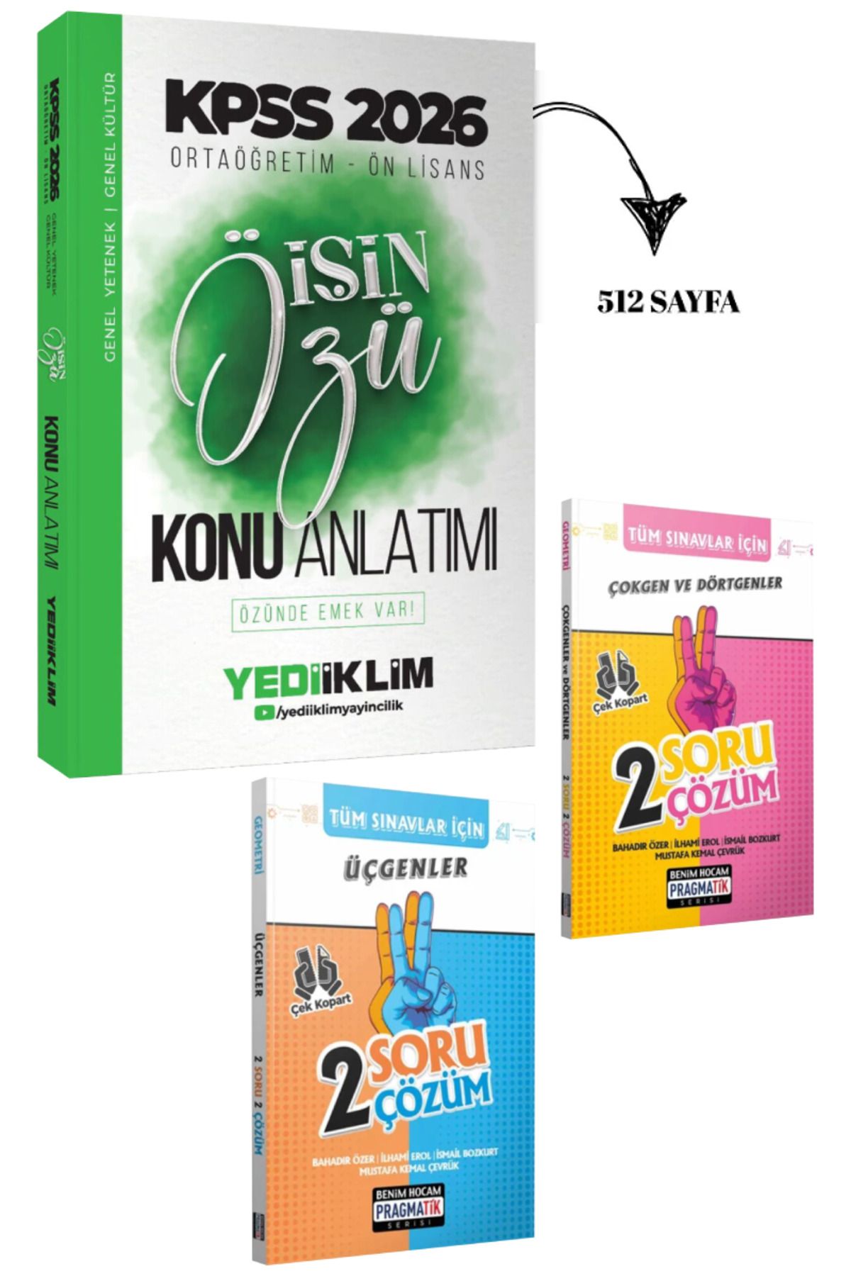 Yediiklim Yayınları KPSS 2026 Ortaöğretim Ön Lisans İşin Özü Konu Anlatımı+2Soru 2Çözüm Çokgenler ve Dörtgenler Üçgenler