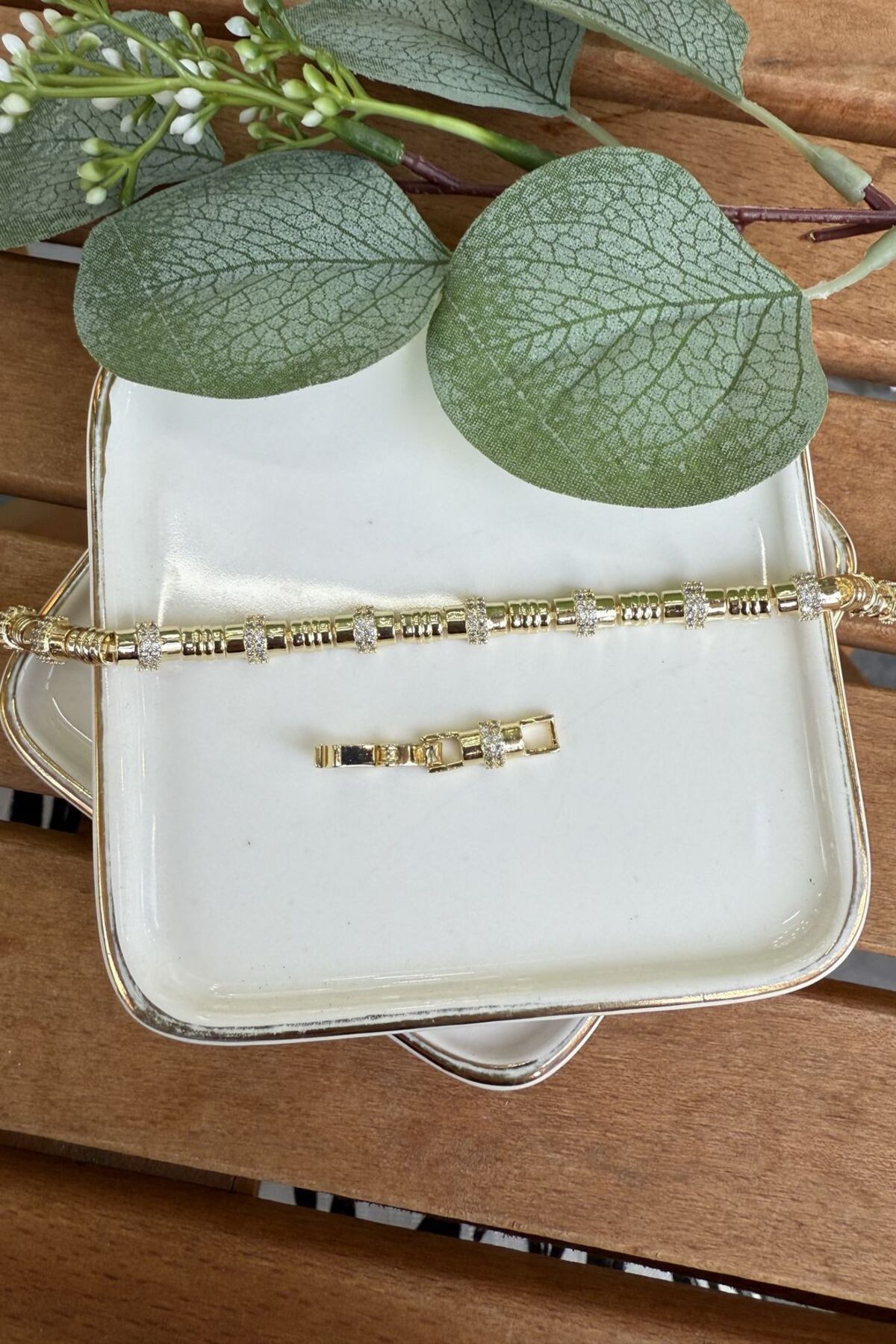 My Joyas Design 14K Altın Kaplama Üstü Taşlı Serenay Bileklik 17+2cm