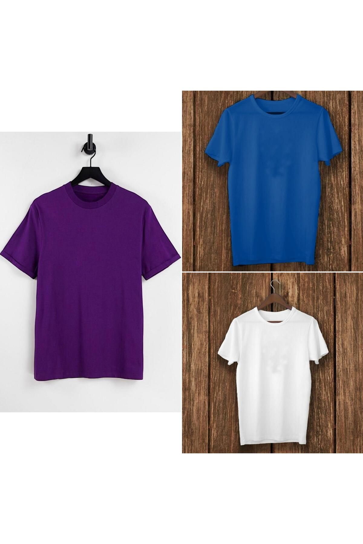 THE WHITE Baskısız 3'lü T-Shirt