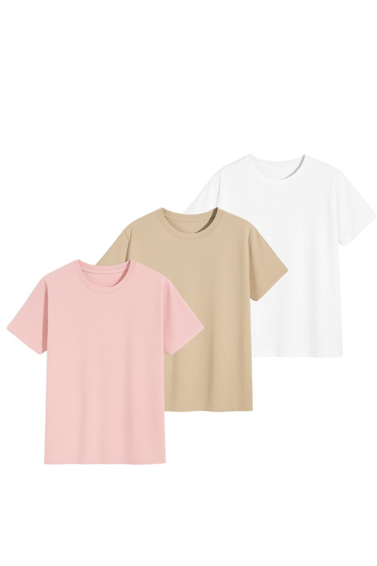 AFROGİYİM Unisex 3lü Paket Düz Renk T-shirt