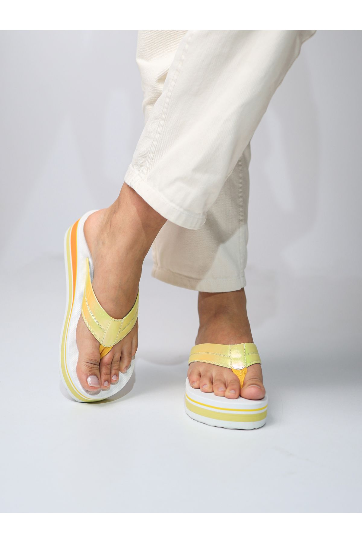 HANOX-Neo Yellow Wedge Heel Women's Flip Flops Beach Slippers Flip Flops (4.0) cm 3