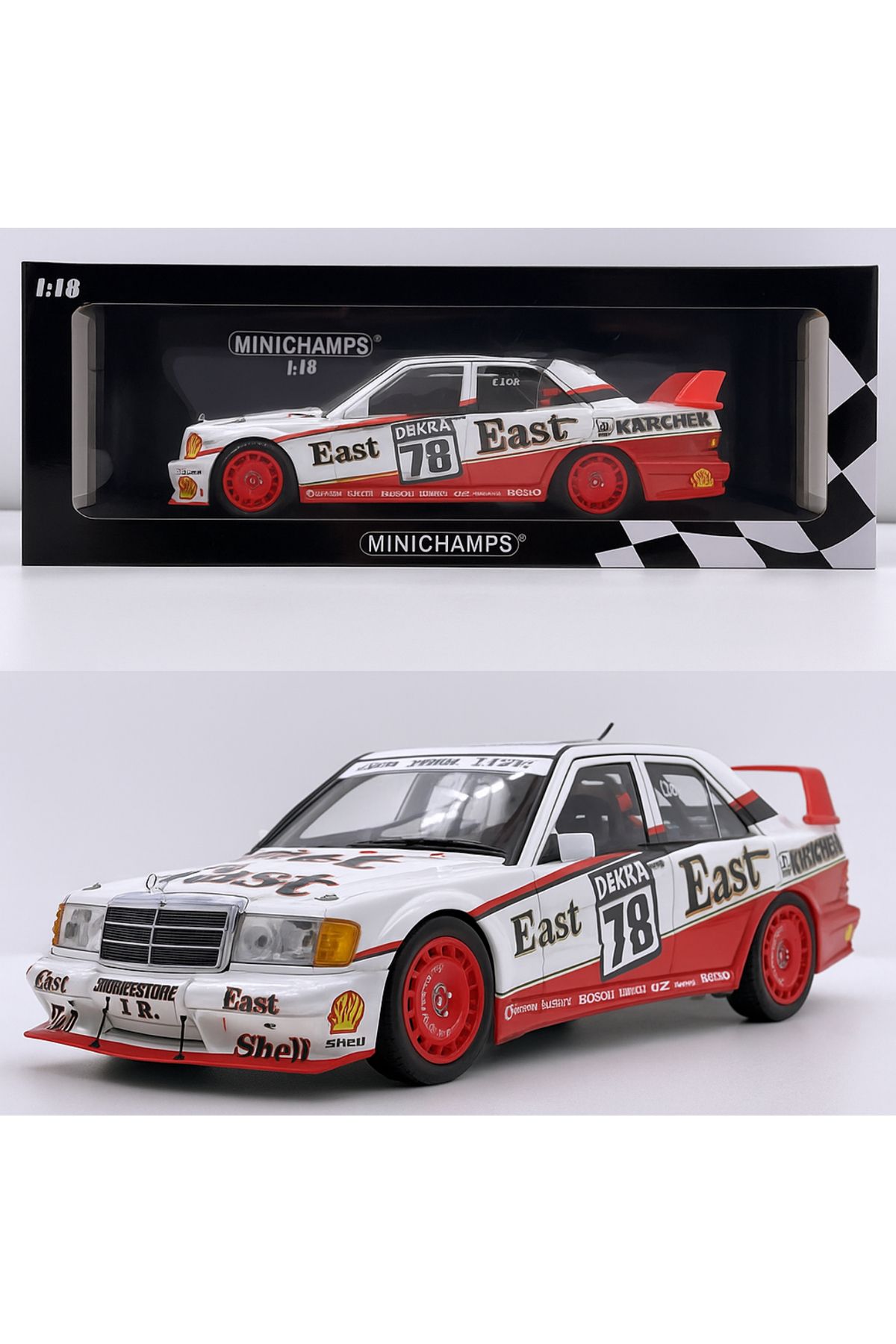 Minichamps Mercedes 190E 2.5-16 EVO II DTM – East #78 – Ellen Lohr (1992) Tek Kadın Pilot