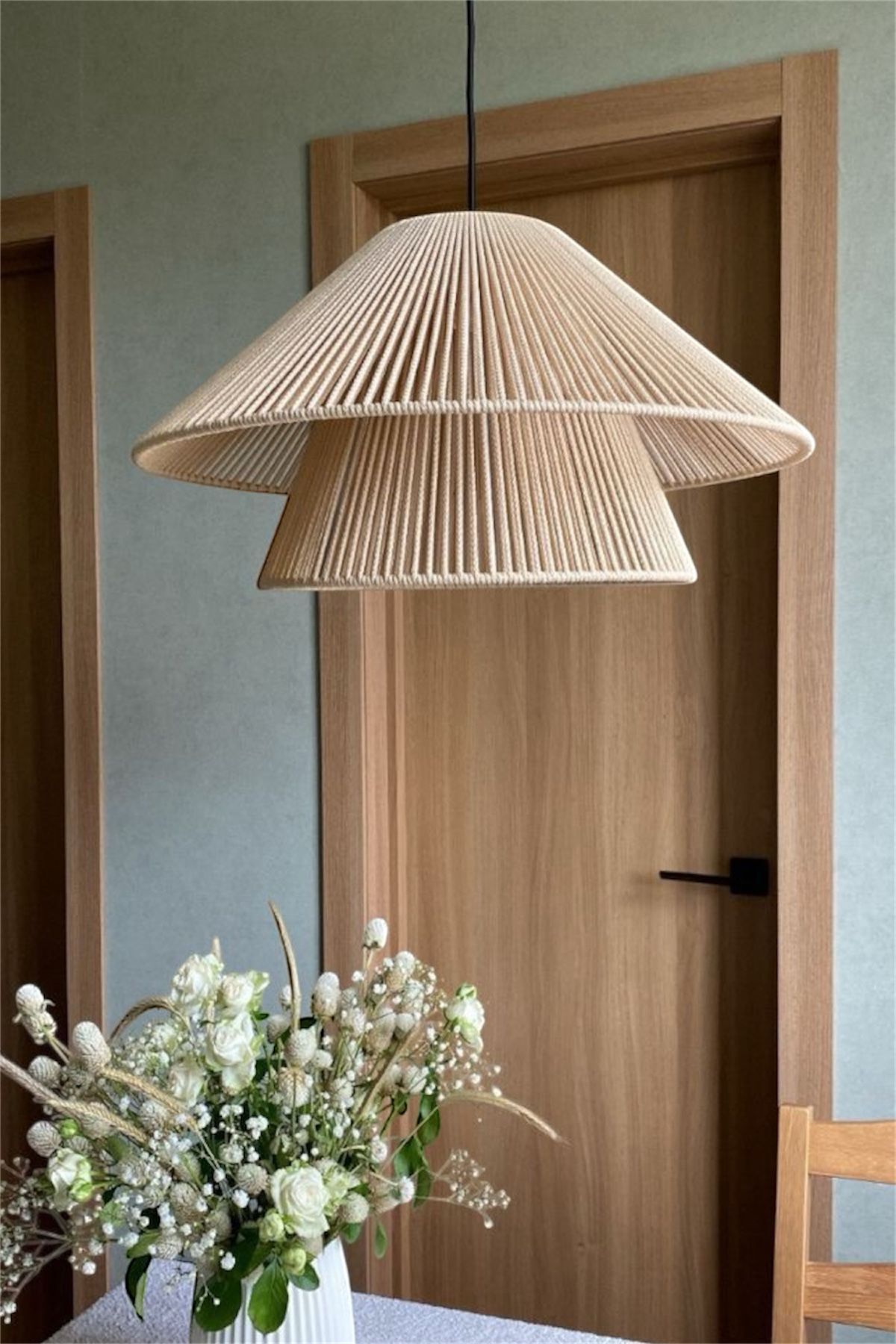 AFRALYAHOME Makrome Avize / Bohem Avize / Rustik Tarz Konik Avize / Rattan Avize/ Salon avize Yatak Odası 40cm