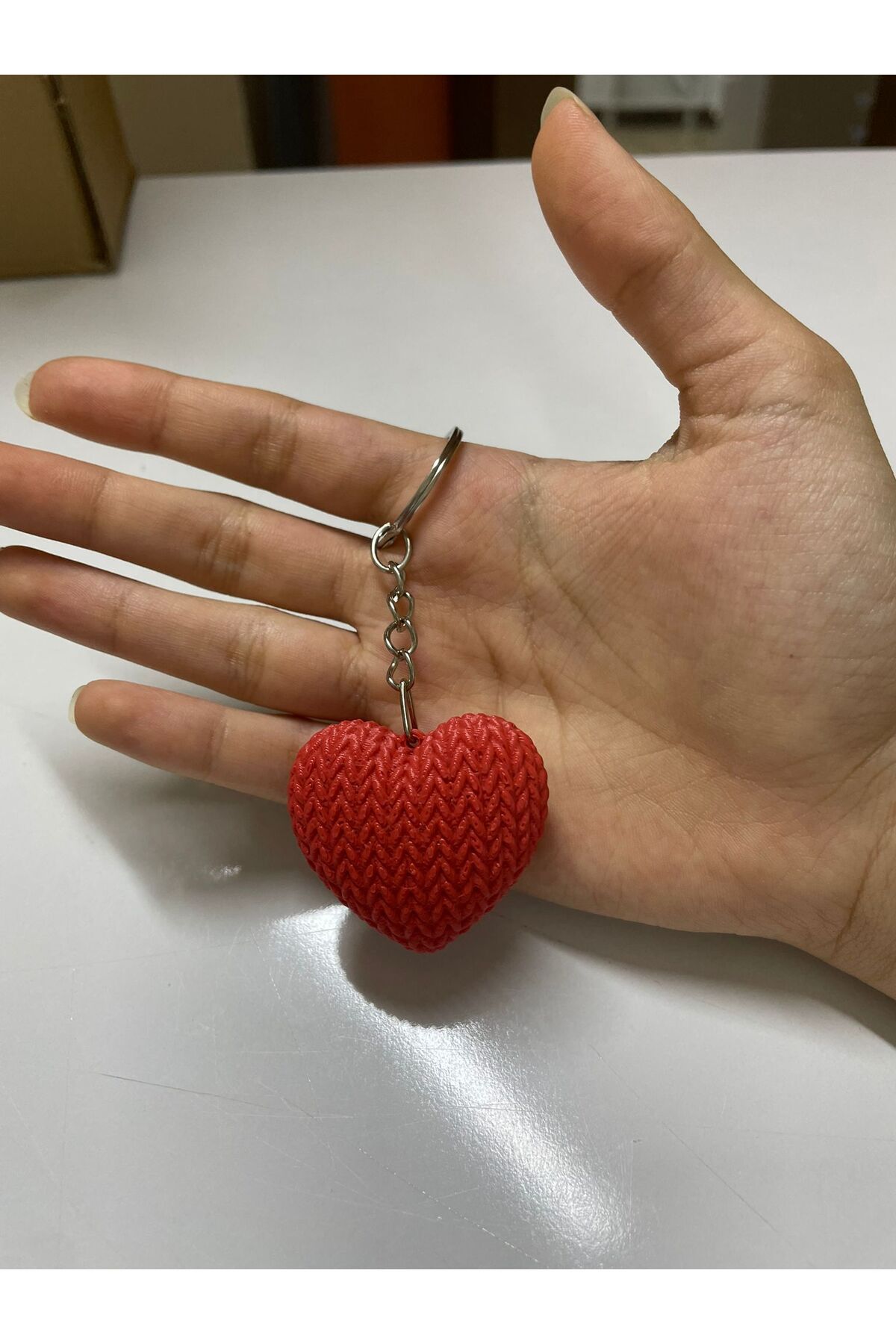 3dmakers Örme Kalp Tasarımlı 3D Anahtarlık – Sevgililer Günü ve Hediye İçin El Yapımı Tarz