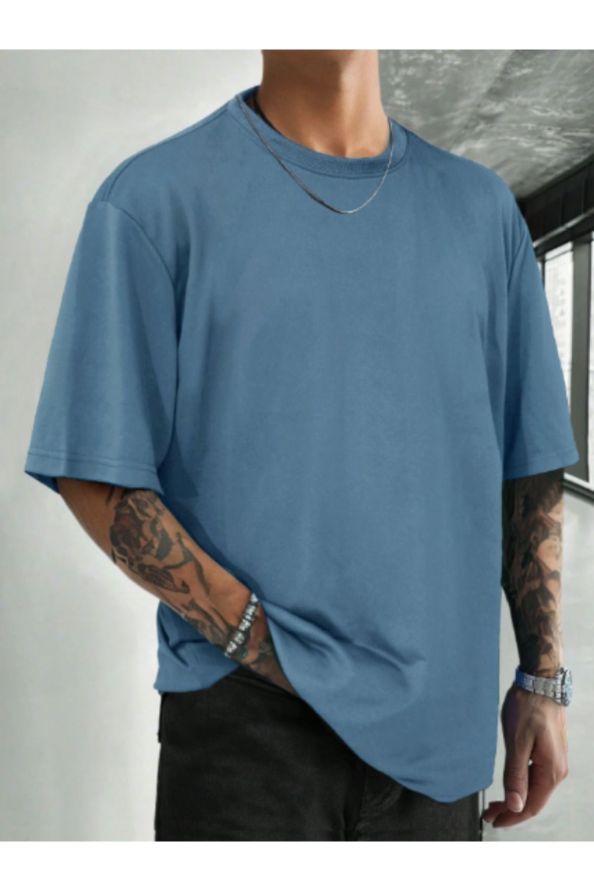 HY FASHION Baskısız Oversize Tişört %100 Pamuk Erkek Beyaz Siyah Lacivert Renk Seçenekli Basic Salaş T-Shirt