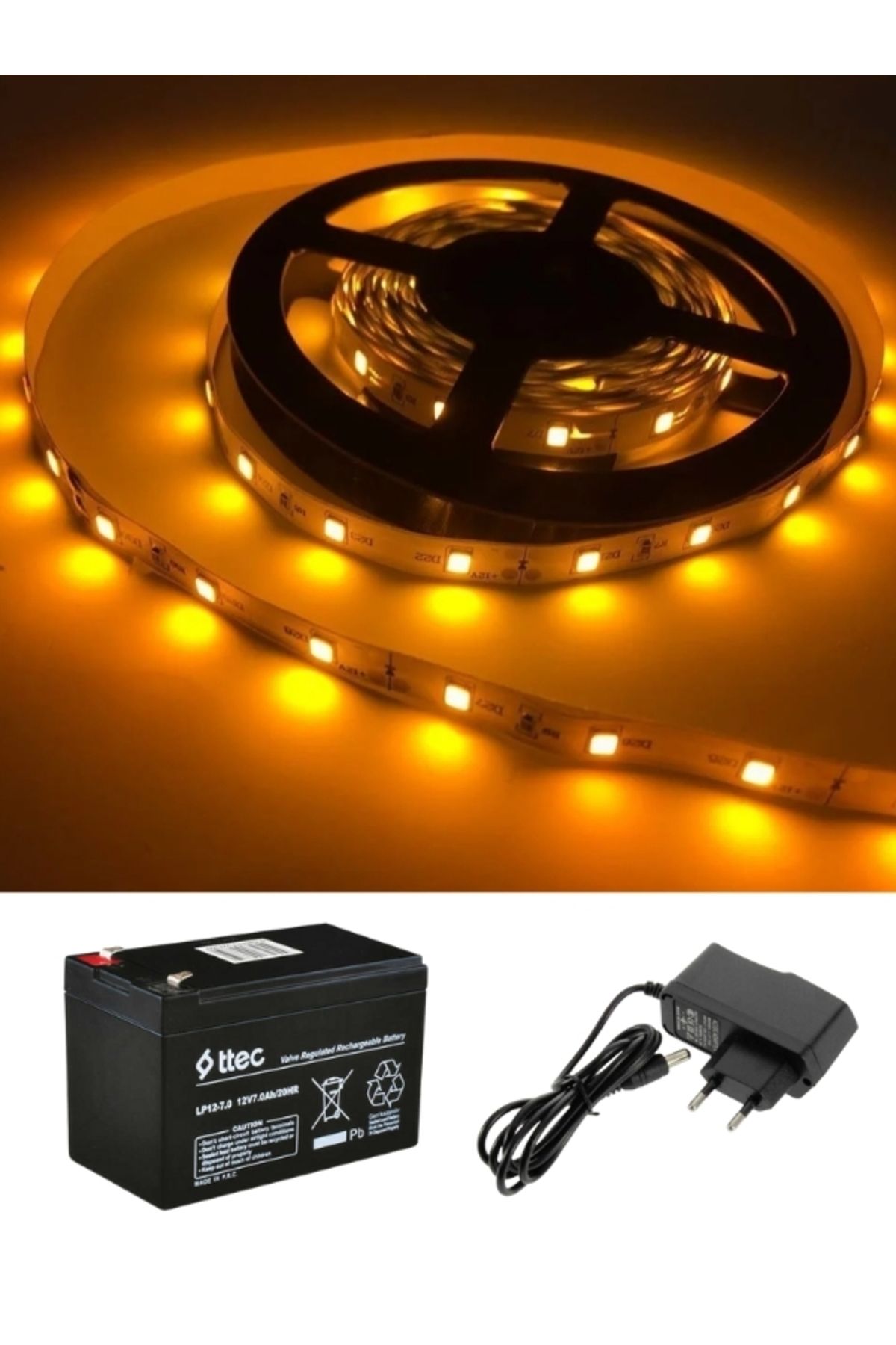 TNL 12v Şerit Led Aydınlatma ve Aküsü Bisiklet, Bahçe, Konteyner ev, Hobi Bahçesi için Led Aydınlatma