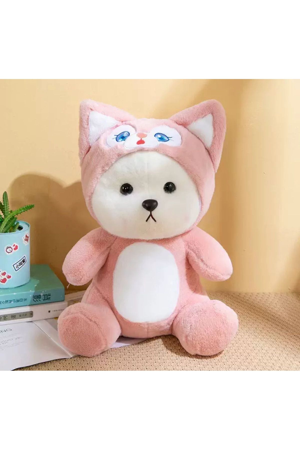 HEDİYEVİM Büyük Boy Puffy Hug Kapüşonlu Peluş Ayıcık