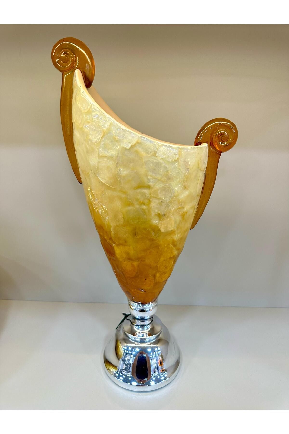 Litya Home METAL AYAKLI SARI GOLD TAŞLI İTHAL BİBLO DEKORATİF EV DEKORASYONU
