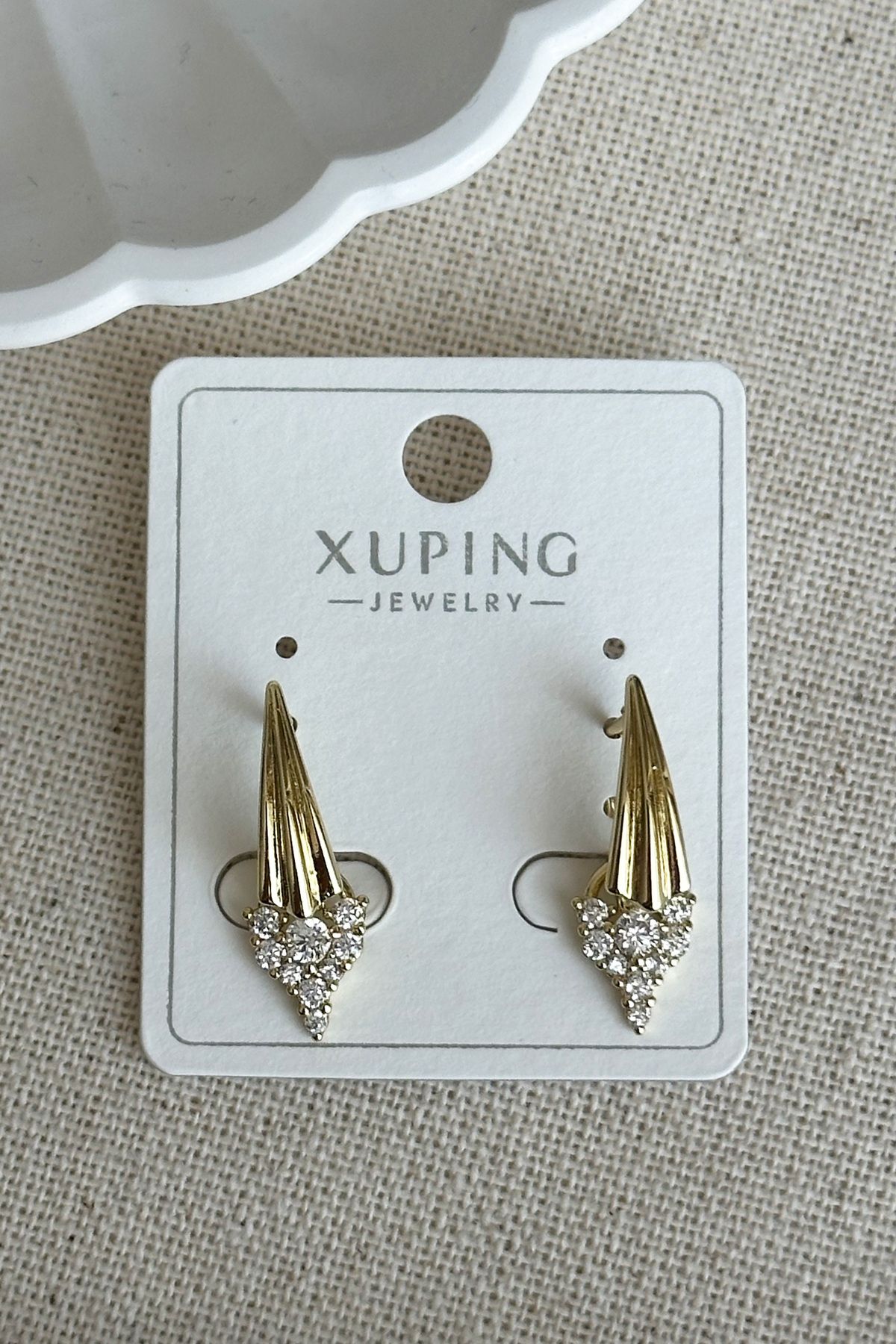 Modacaprea Xuping 14K Taşlı Salkım Klipsli Kadın Küpe – Kararmaz | Kadın Takı Xuping Küpe