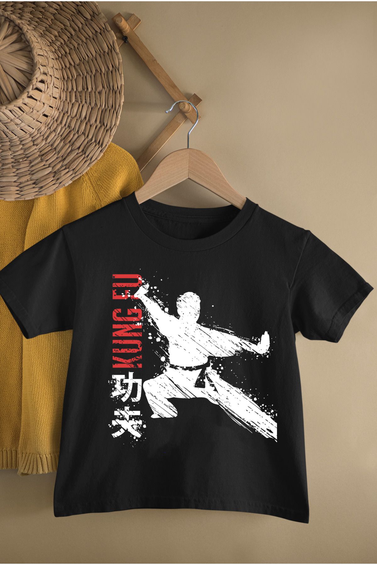 MAGORS KUNG-FU BASKILI PAMUKLU KISA KOLLU GENÇ VE ÇOCUK TSHIRT